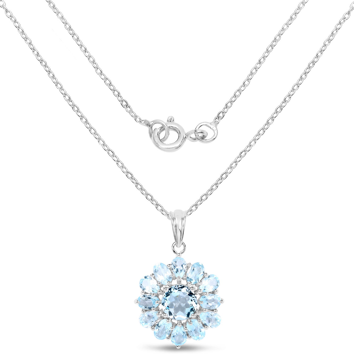 9.49 Carat Genuine Blue Topaz .925 Sterling Silver Pendant