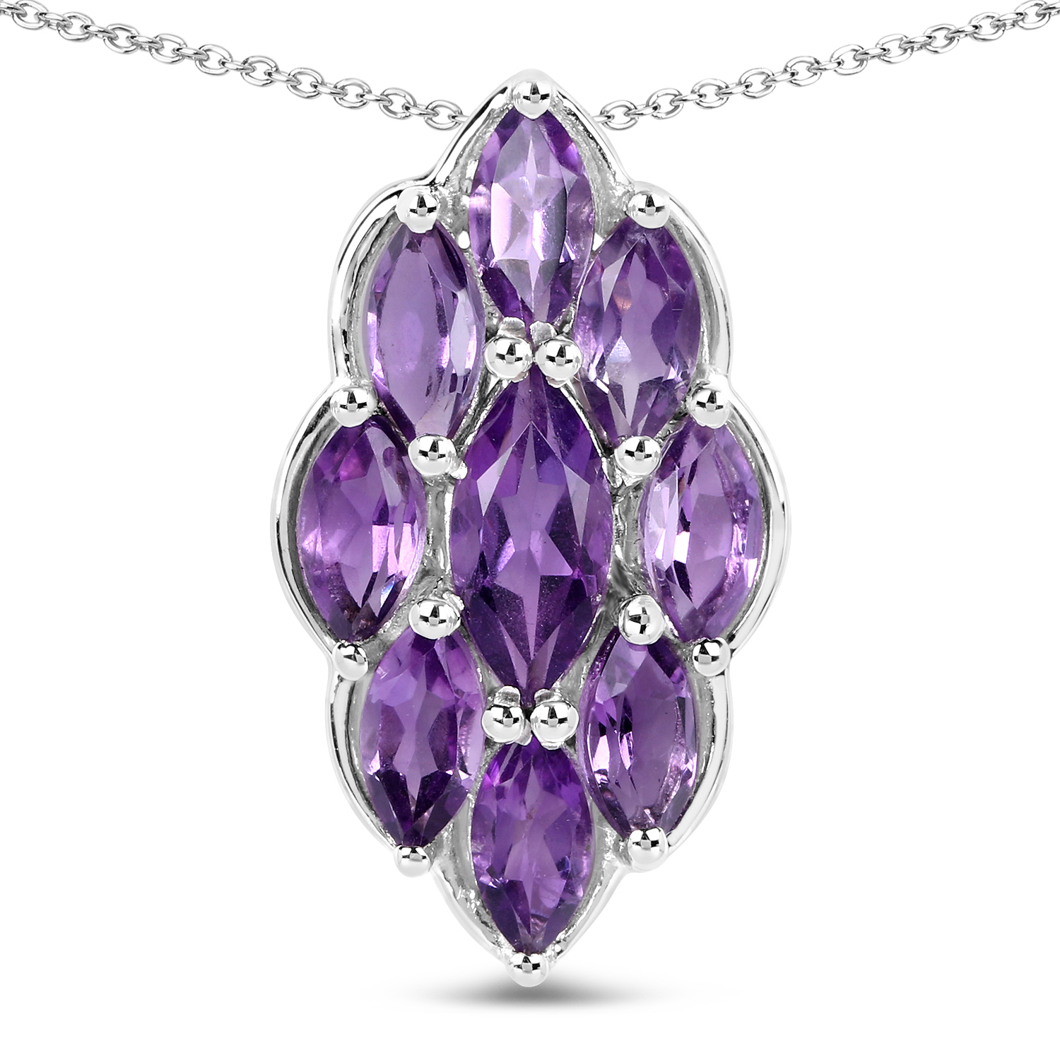 4.12 Carat Genuine Amethyst .925 Sterling Silver Pendant