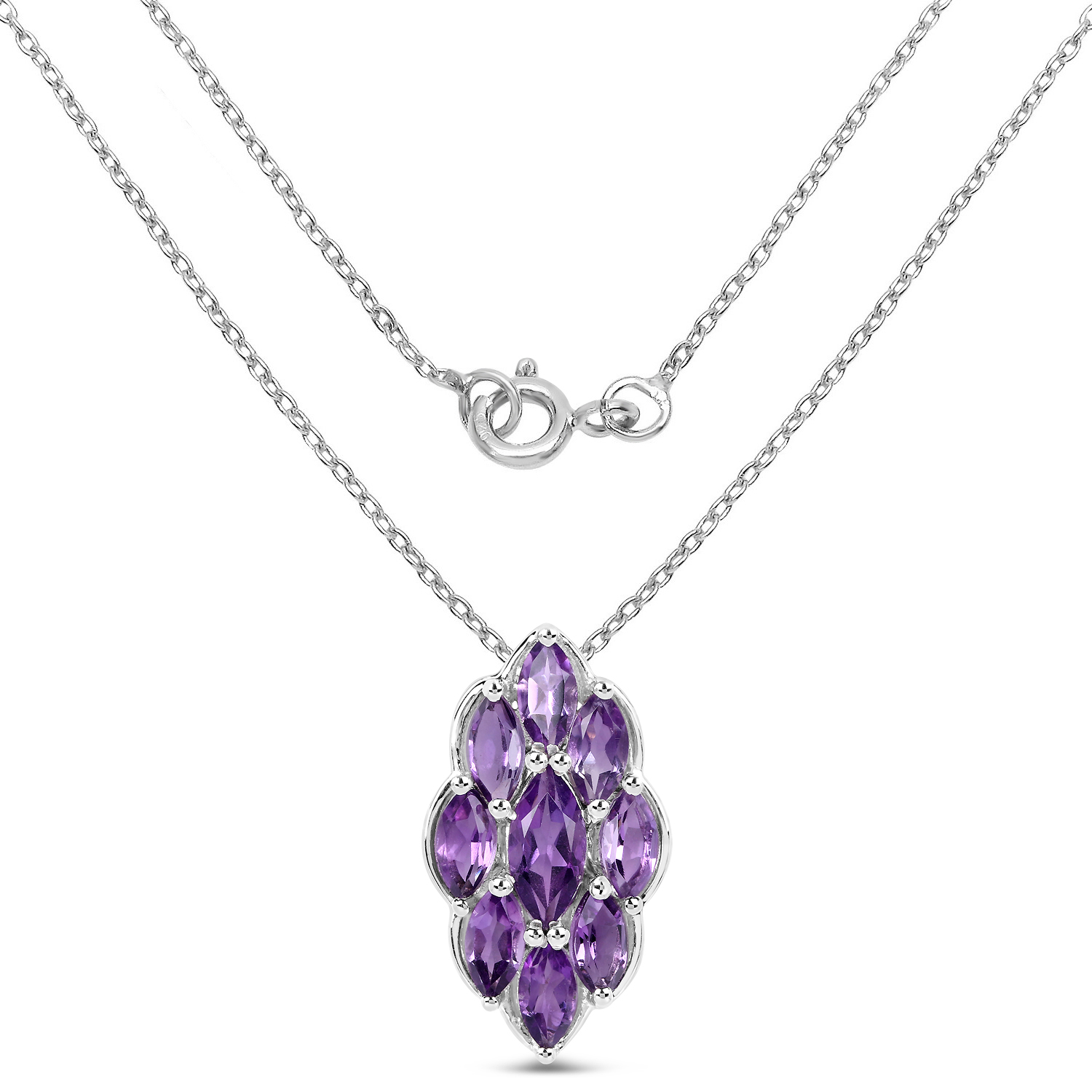 4.12 Carat Genuine Amethyst .925 Sterling Silver Pendant