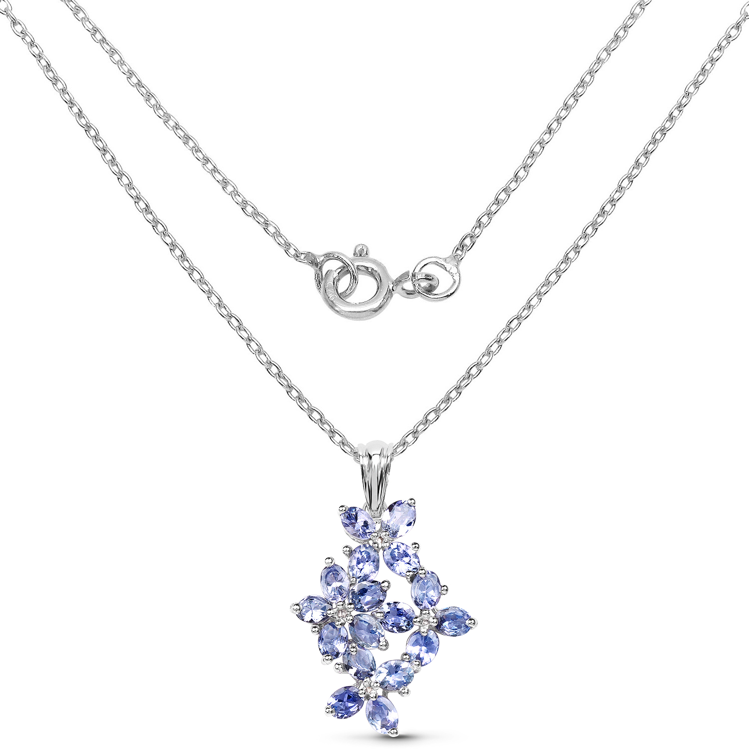 2.93 Carat Genuine Tanzanite & White Topaz .925 Sterling Silver Pendant