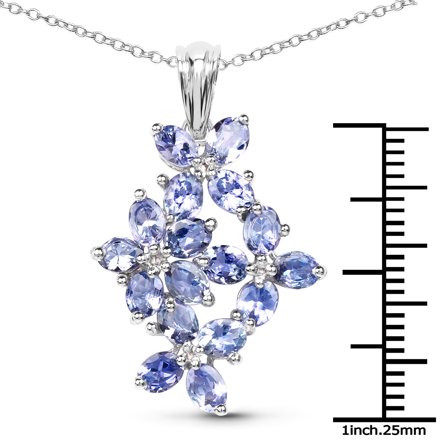 2.93 Carat Genuine Tanzanite & White Topaz .925 Sterling Silver Pendant