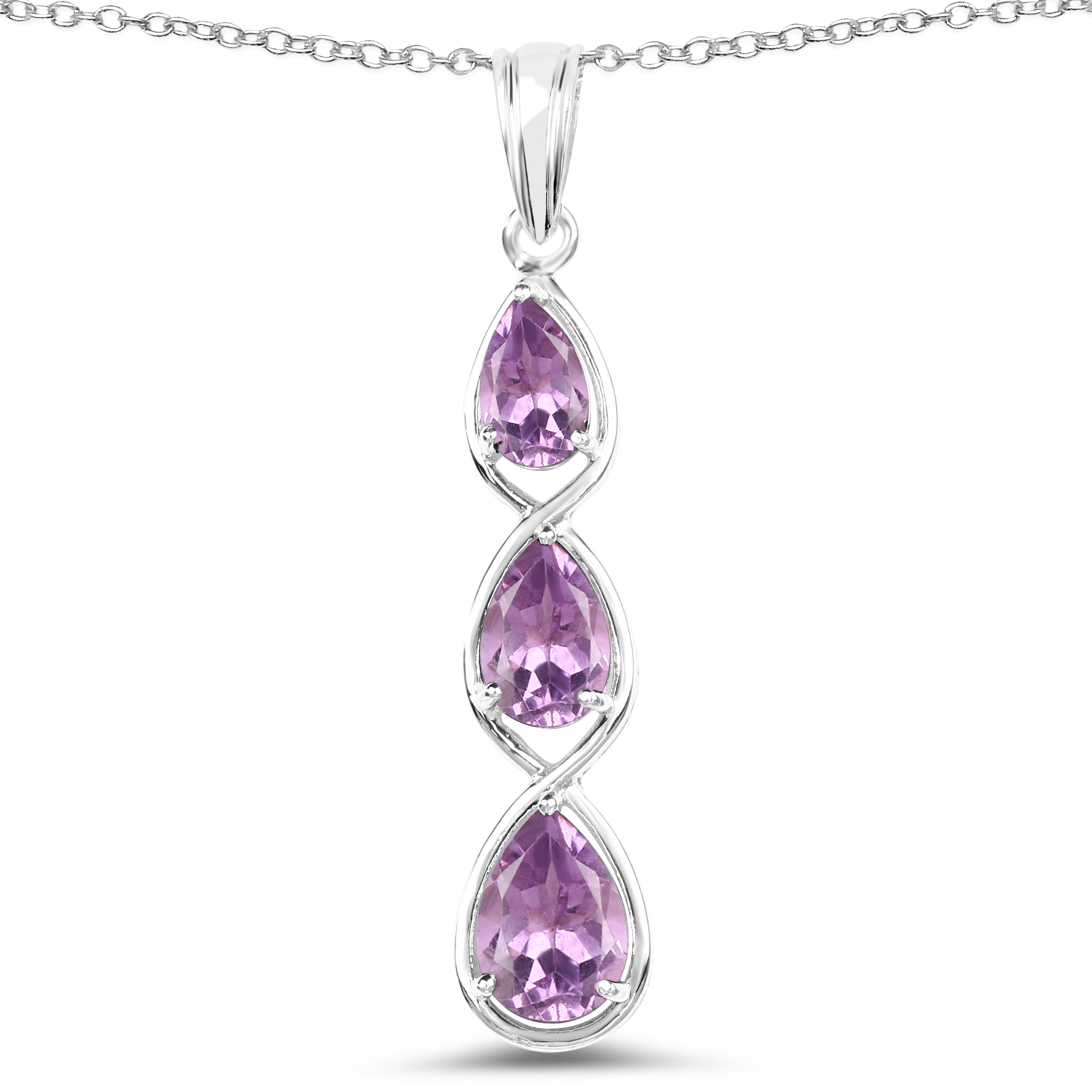 3.27 Carat Genuine Amethyst .925 Sterling Silver Pendant