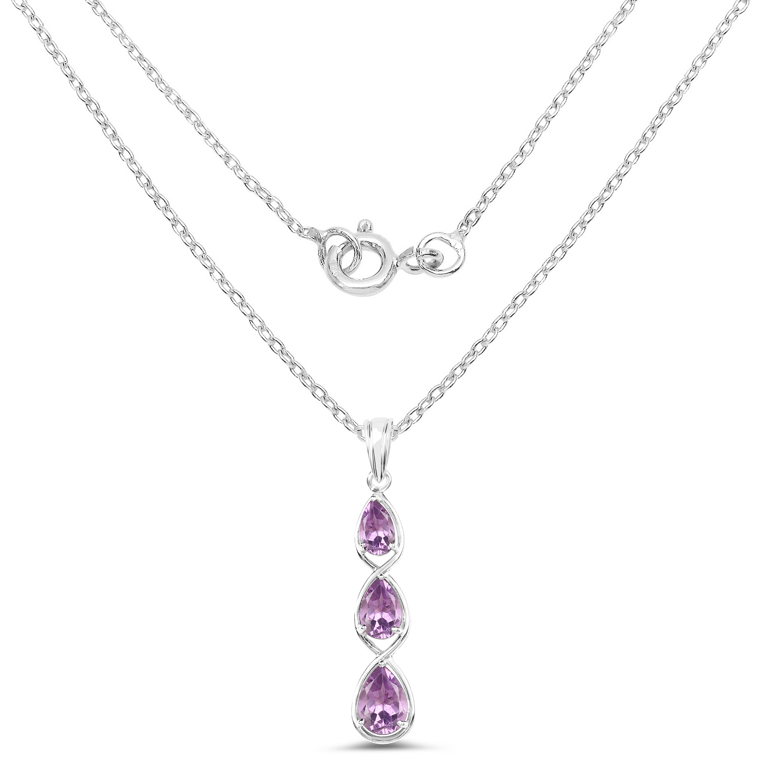 3.27 Carat Genuine Amethyst .925 Sterling Silver Pendant