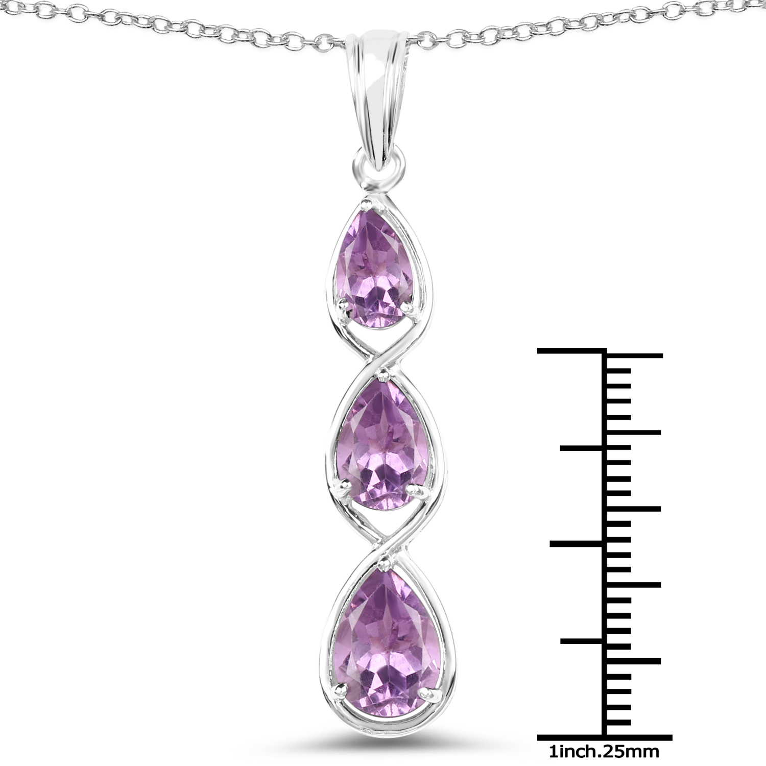 3.27 Carat Genuine Amethyst .925 Sterling Silver Pendant