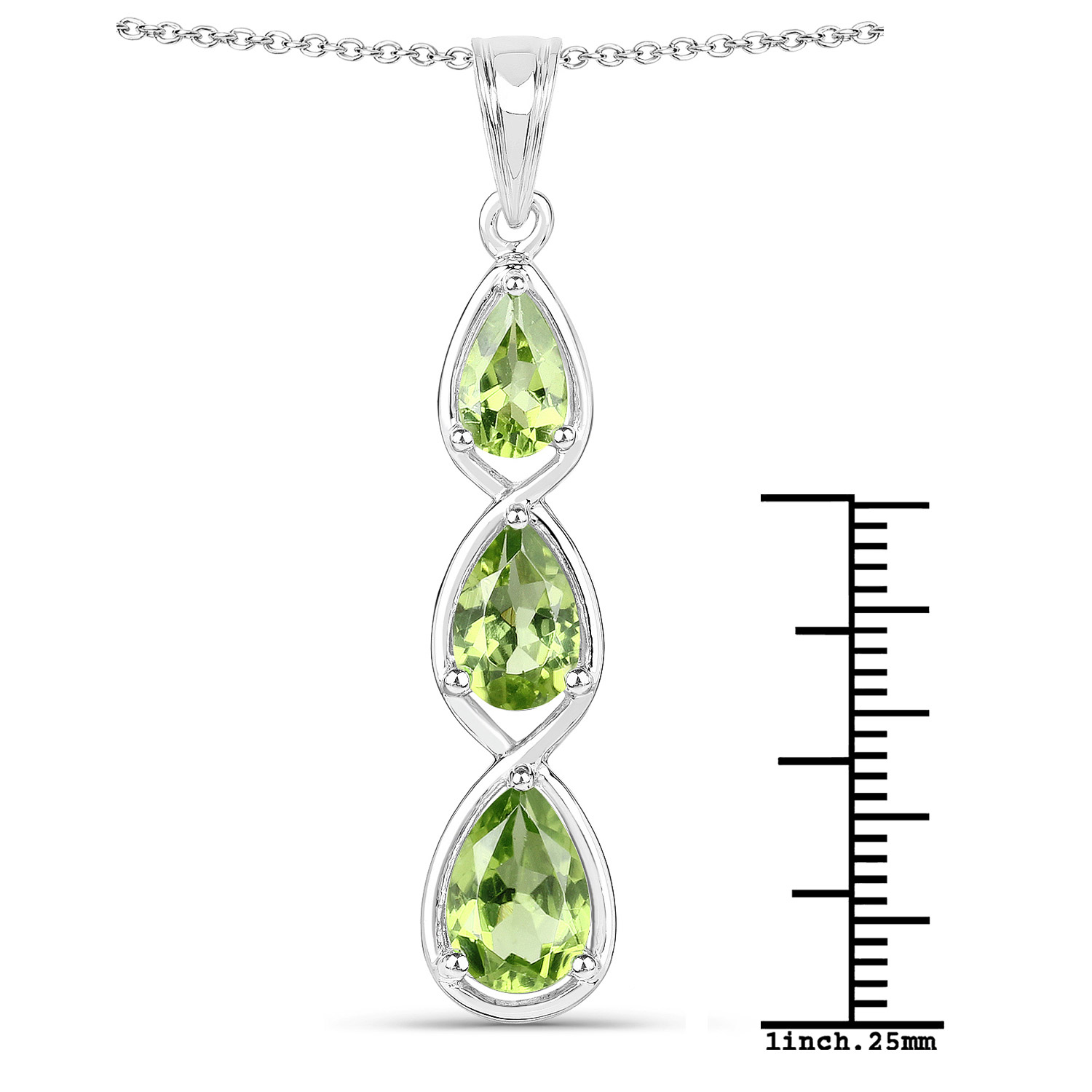 3.19 Carat Genuine Peridot .925 Sterling Silver Pendant