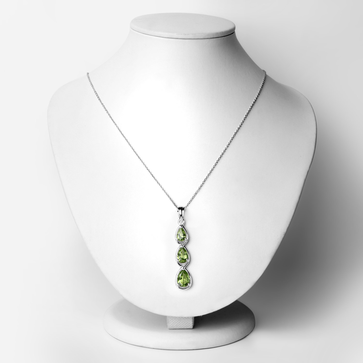 3.19 Carat Genuine Peridot .925 Sterling Silver Pendant
