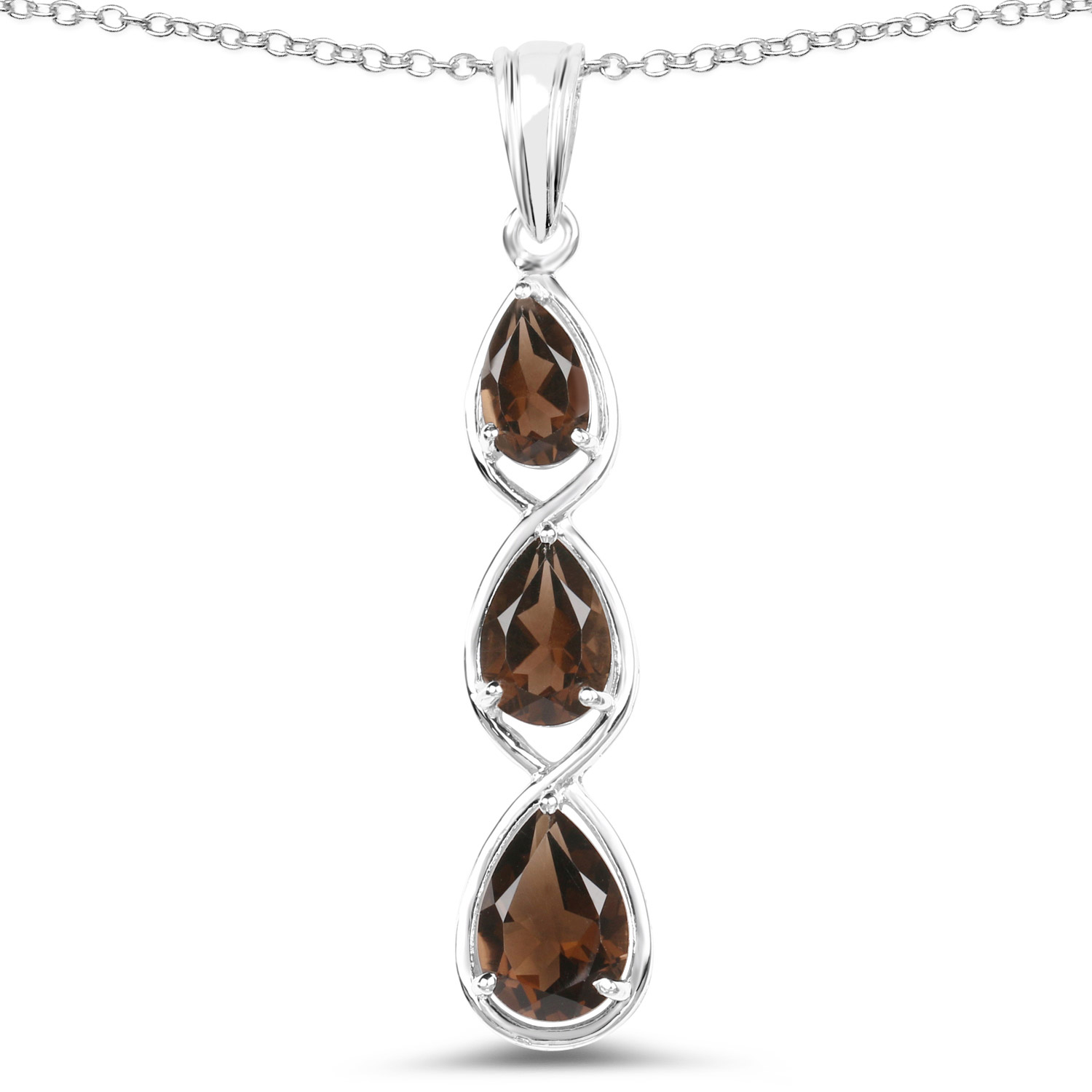 3.66 Carat Genuine Smoky Quartz .925 Sterling Silver Pendant