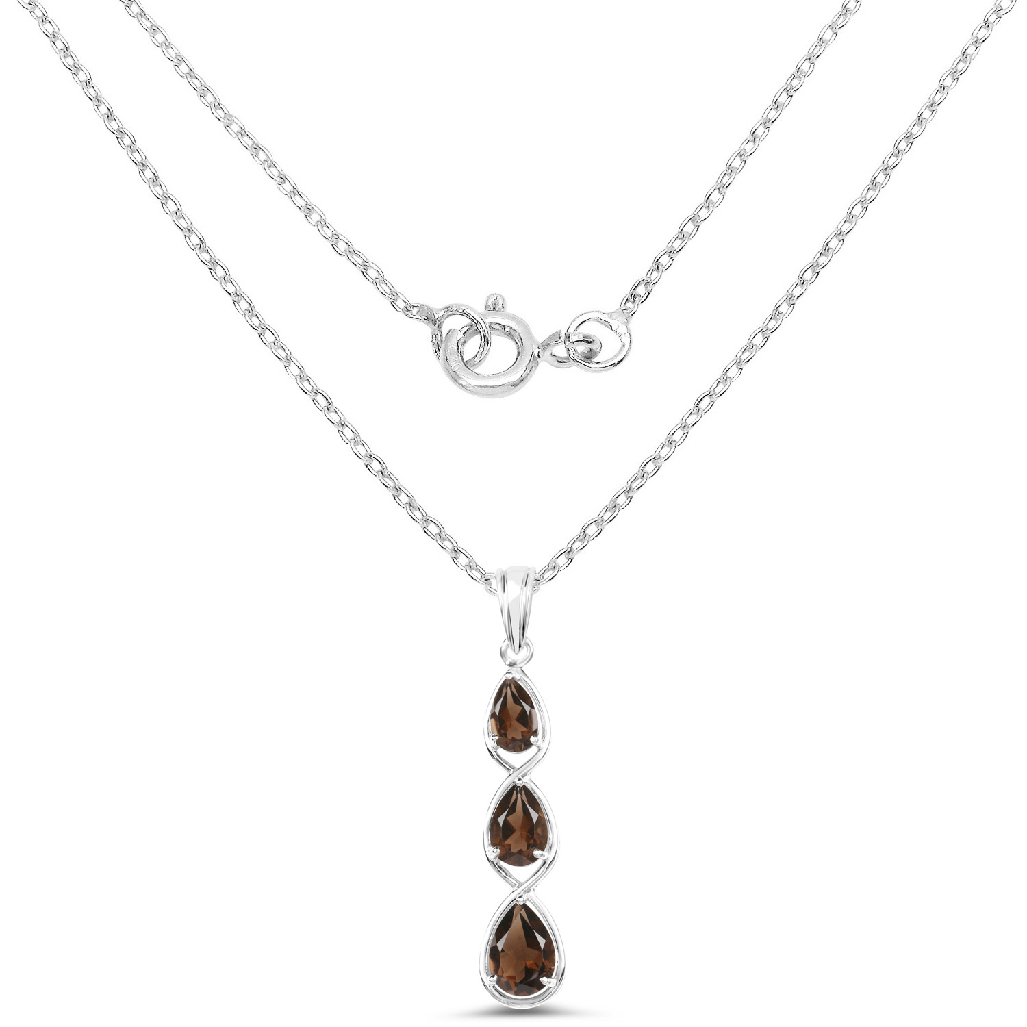 3.66 Carat Genuine Smoky Quartz .925 Sterling Silver Pendant