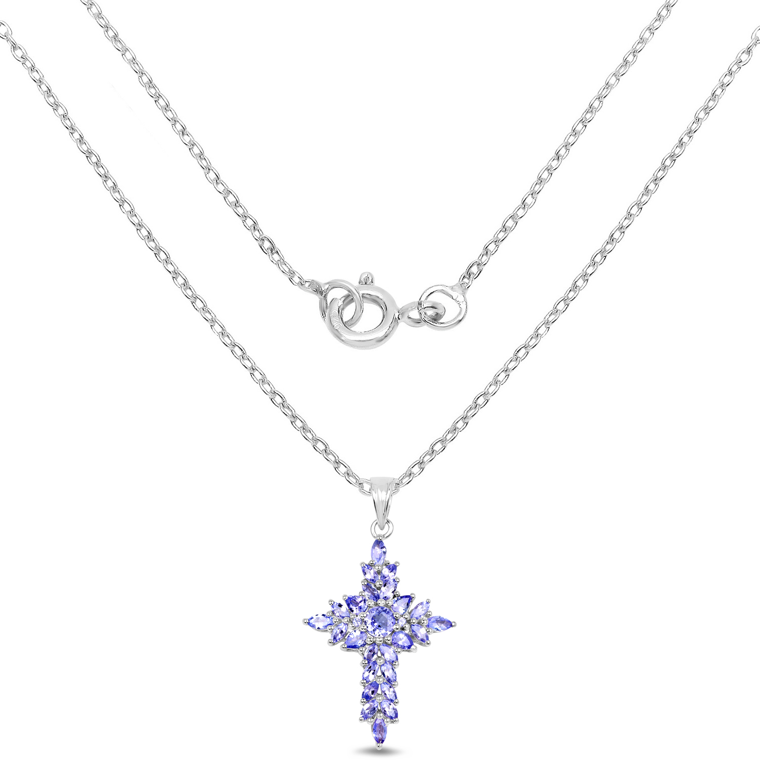 2.91 Carat Genuine Tanzanite .925 Sterling Silver Pendant