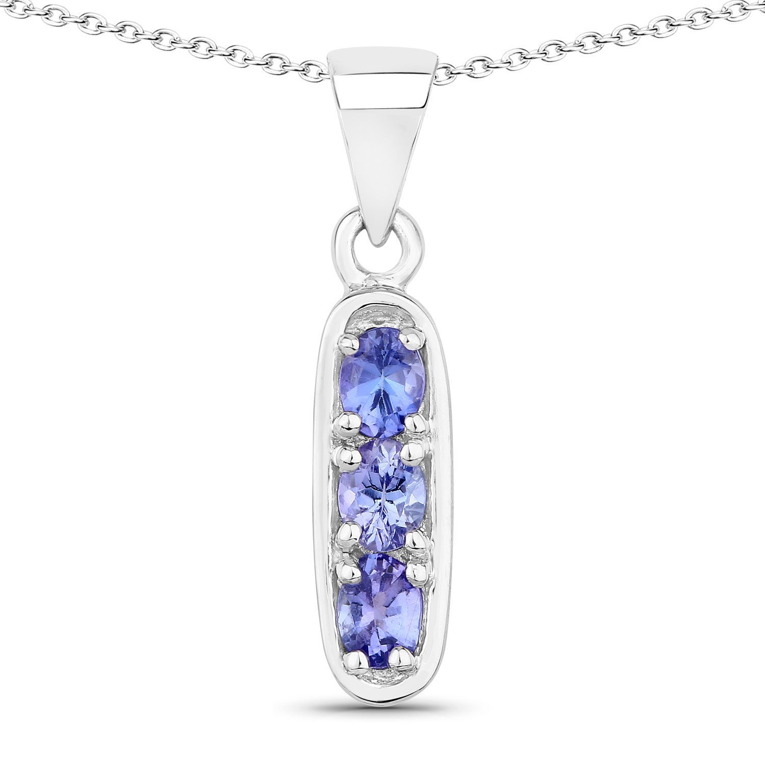 0.51 Carat Genuine Tanzanite .925 Sterling Silver Pendant
