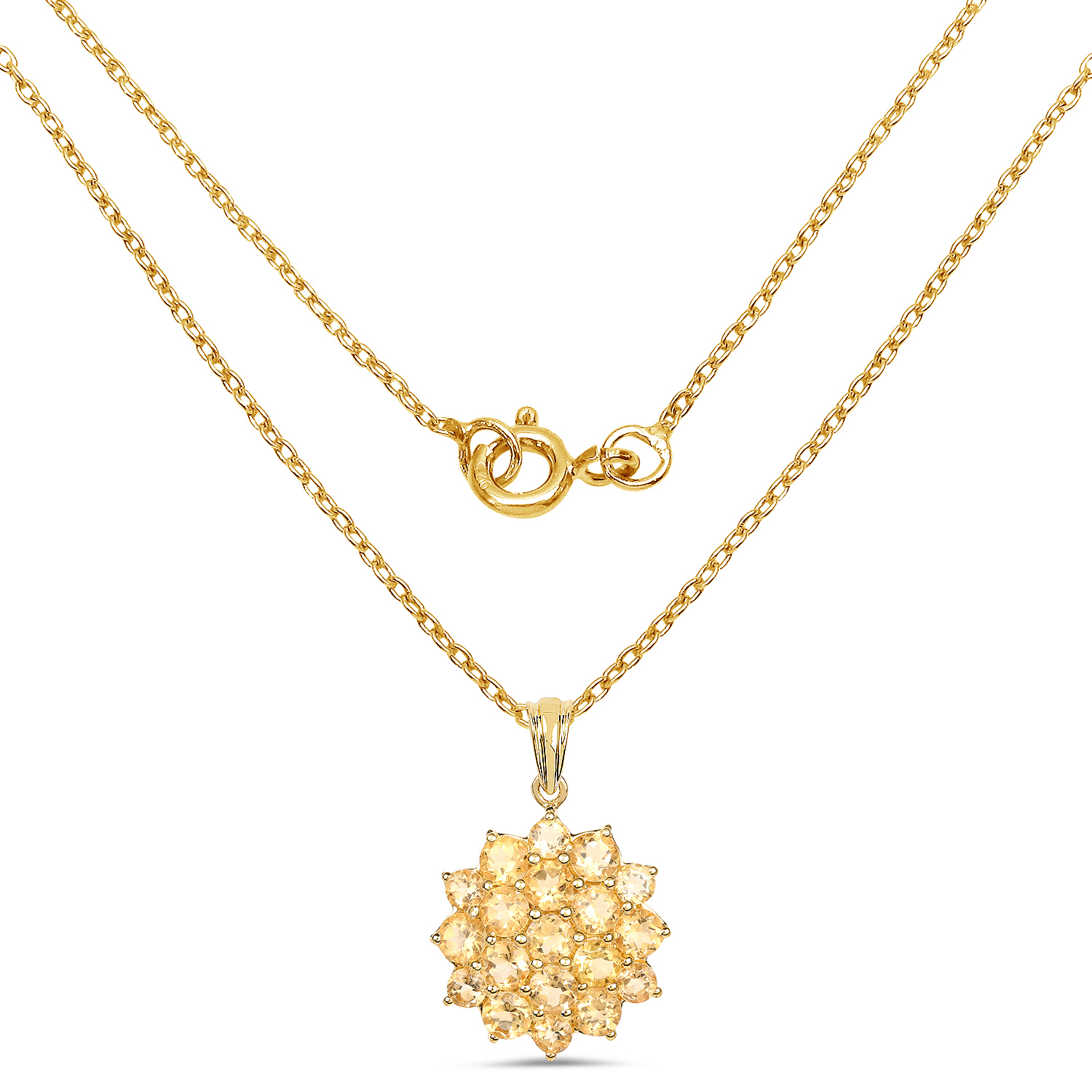 14K Yellow Gold Plated 7.23 Carat Genuine Citrine .925 Sterling Silver Pendant