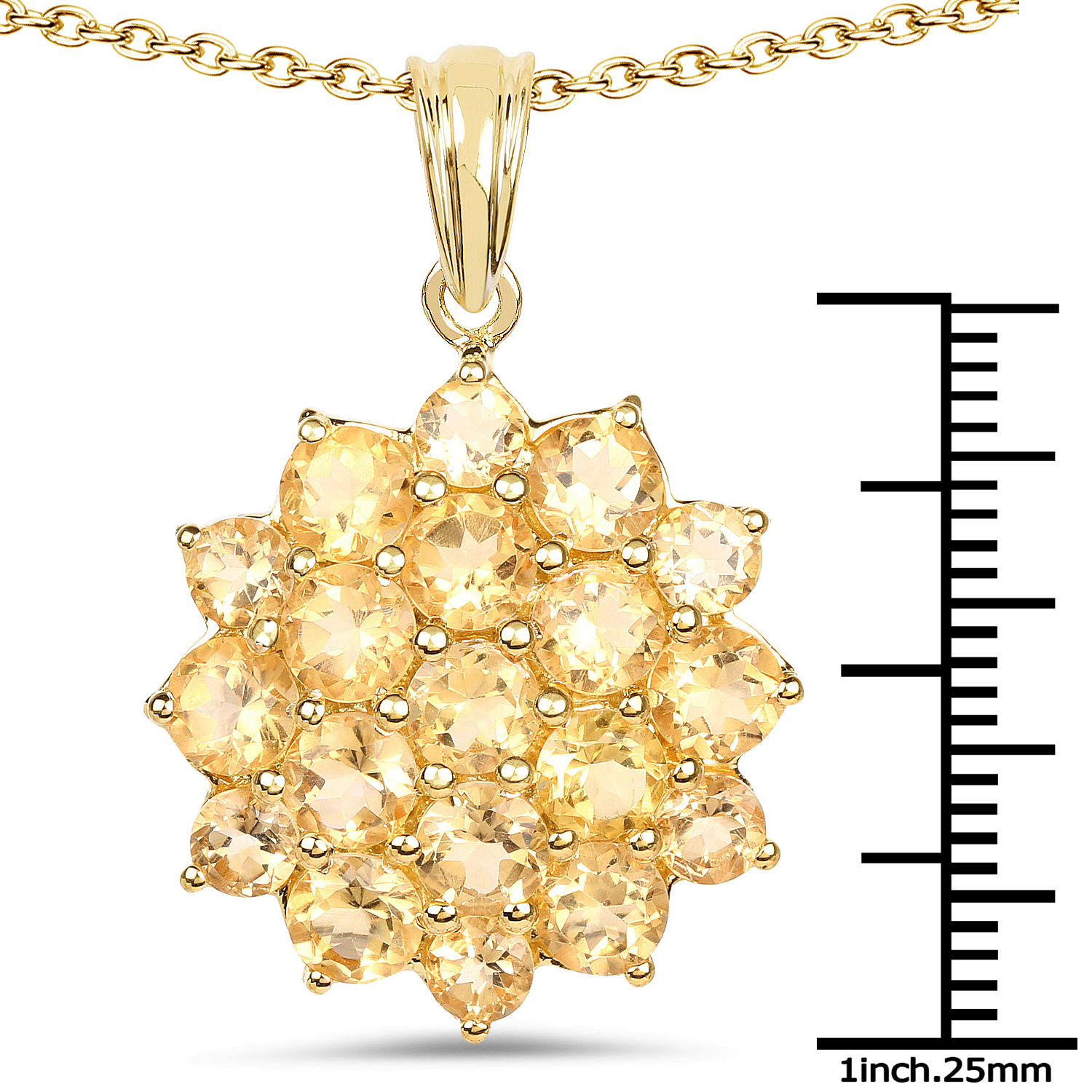 14K Yellow Gold Plated 7.23 Carat Genuine Citrine .925 Sterling Silver Pendant