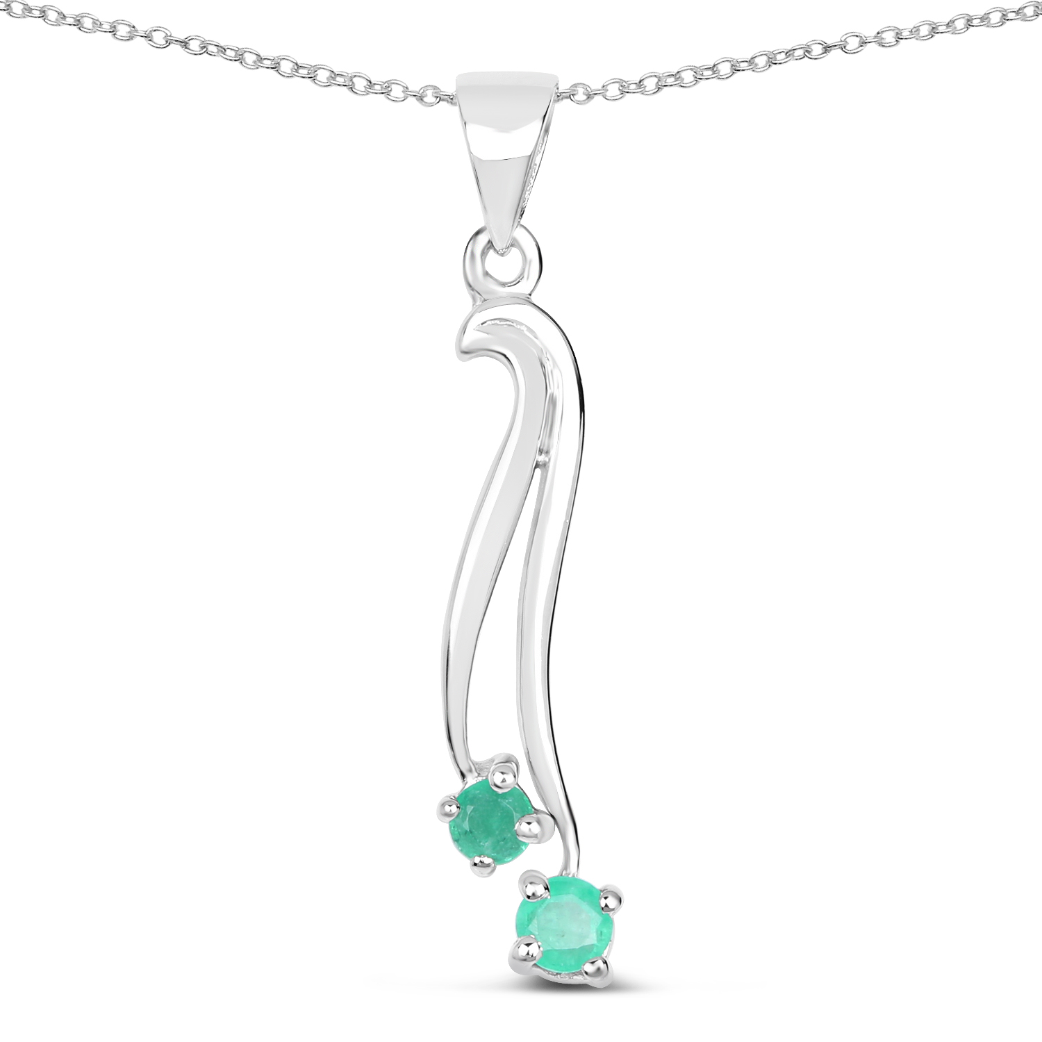 0.27 Carat Genuine Emerald .925 Sterling Silver Pendant