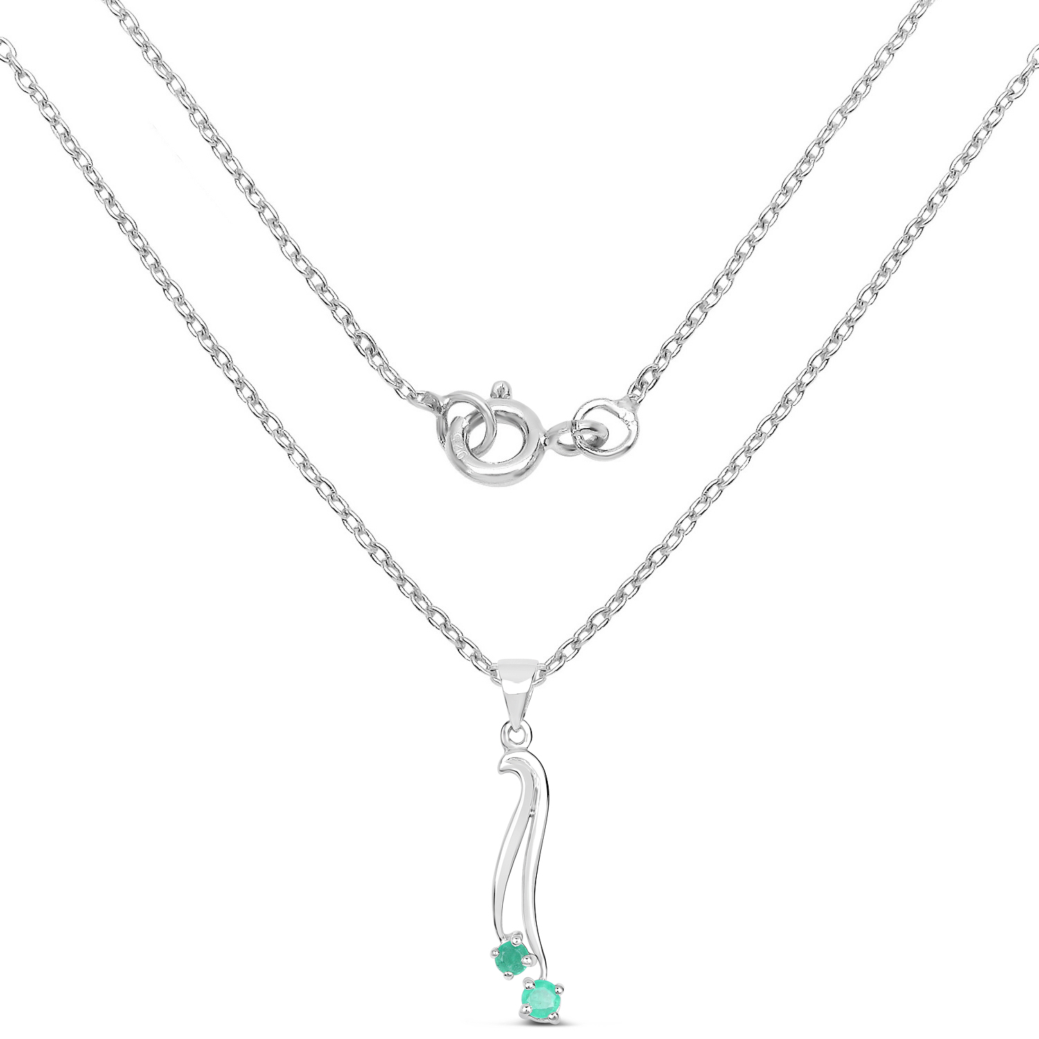 0.27 Carat Genuine Emerald .925 Sterling Silver Pendant