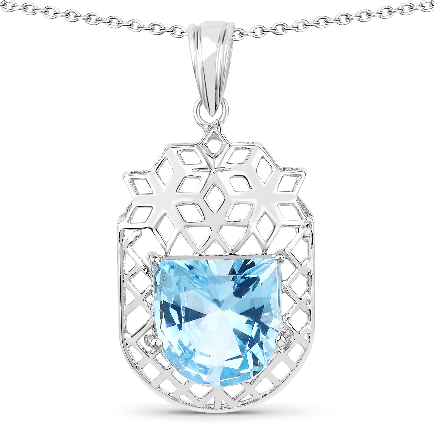 4.30 Carat Genuine Blue Topaz .925 Sterling Silver Fancy Pendant