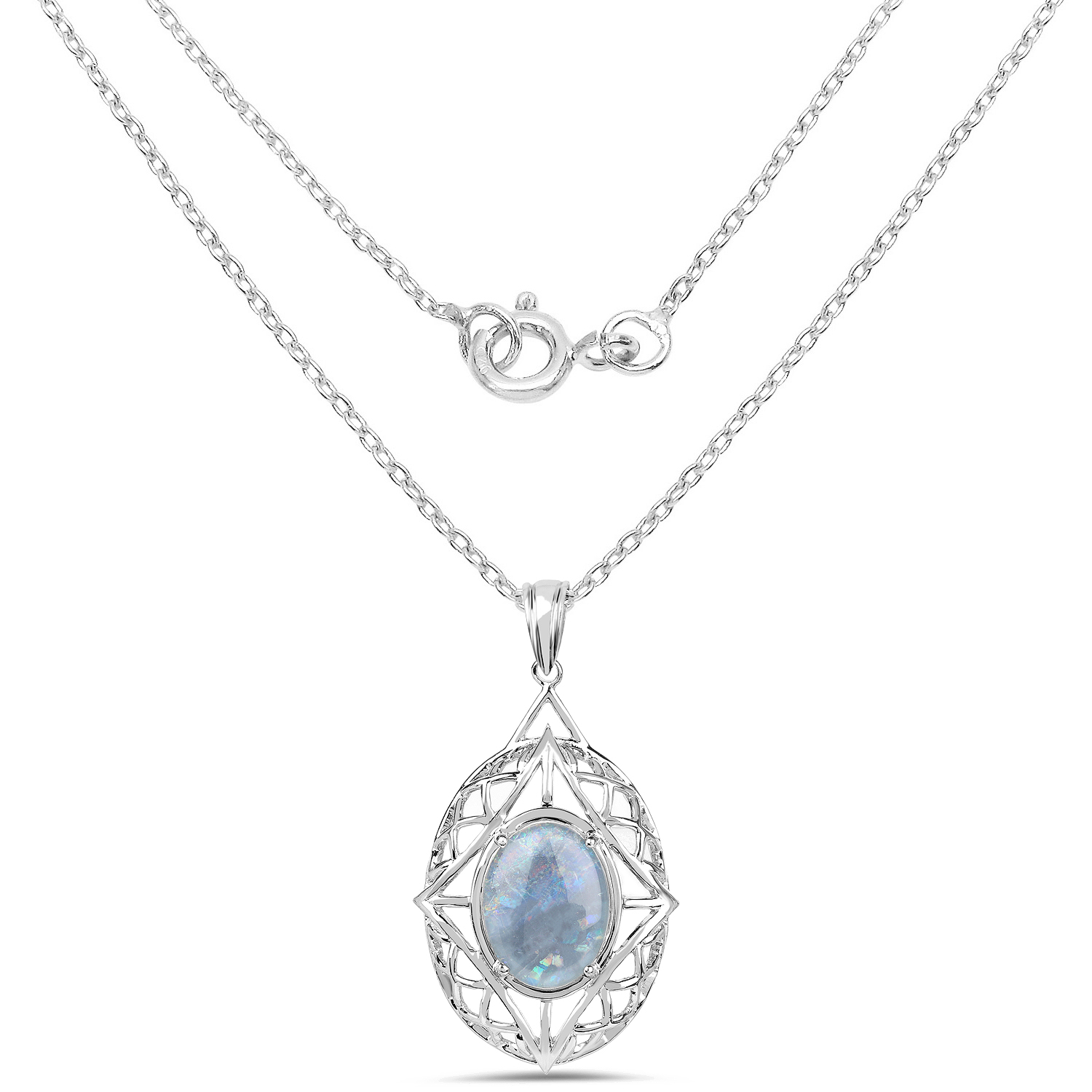 5.90 Carat Genuine Opal .925 Sterling Silver Pendant