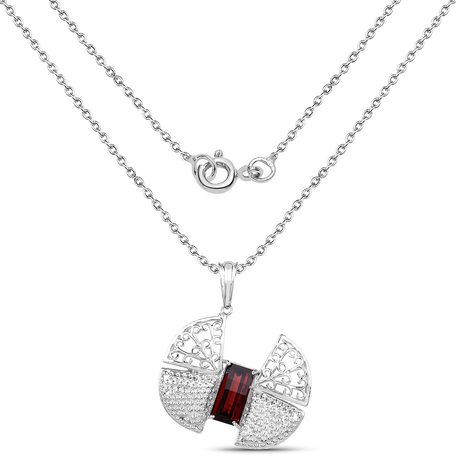 3.95 Carat Genuine Garnet .925 Sterling Silver Pendant