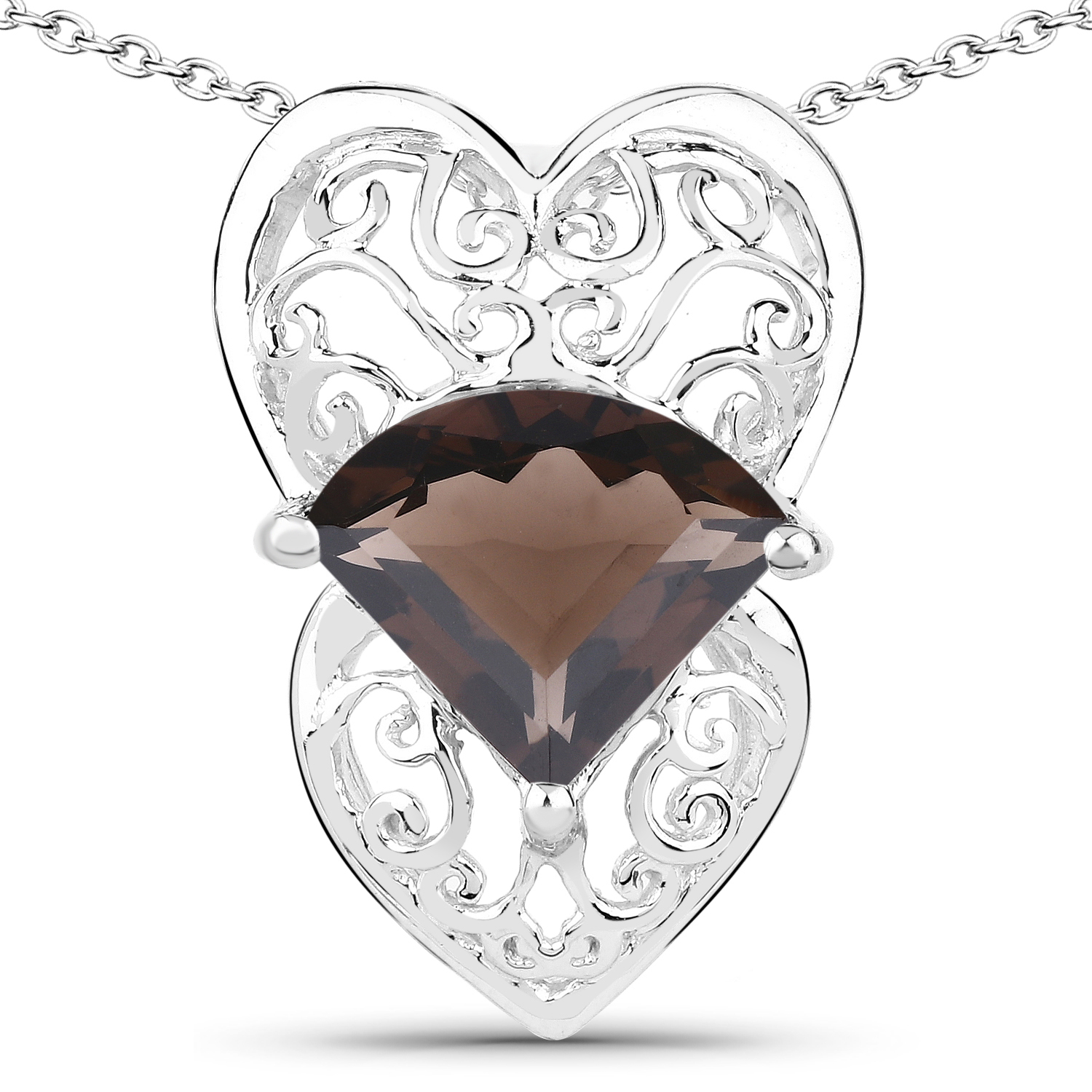 6.80 Carat Genuine Smoky Quartz .925 Sterling Silver Pendant