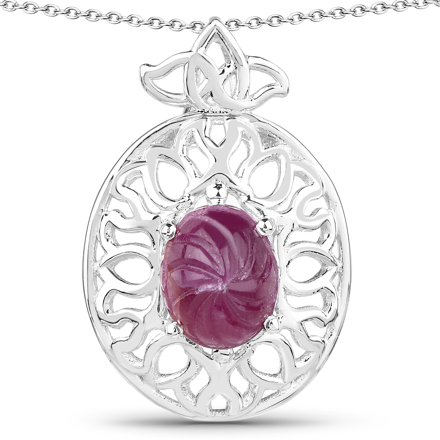 3.90 Carat Genuine Ruby .925 Sterling Silver Pendant