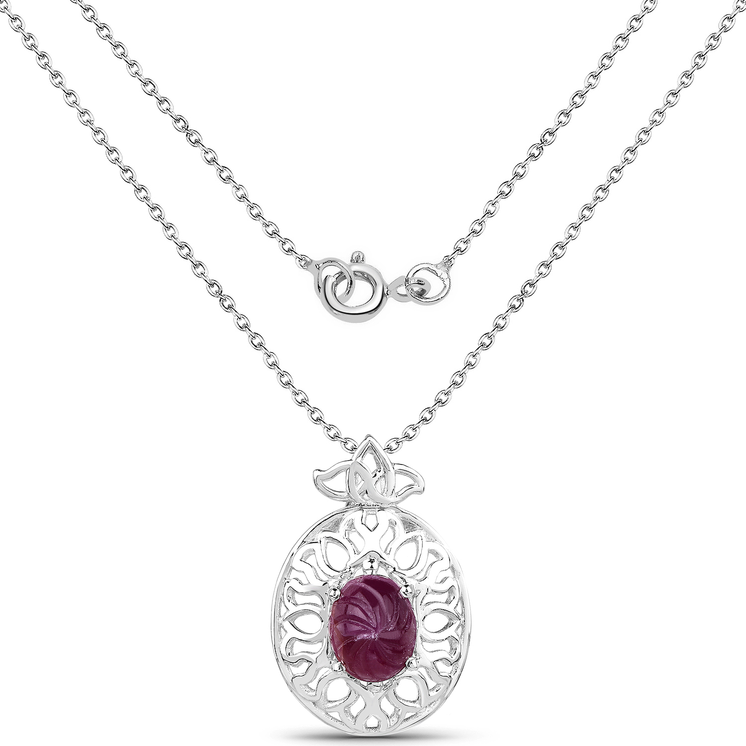 3.90 Carat Genuine Ruby .925 Sterling Silver Pendant