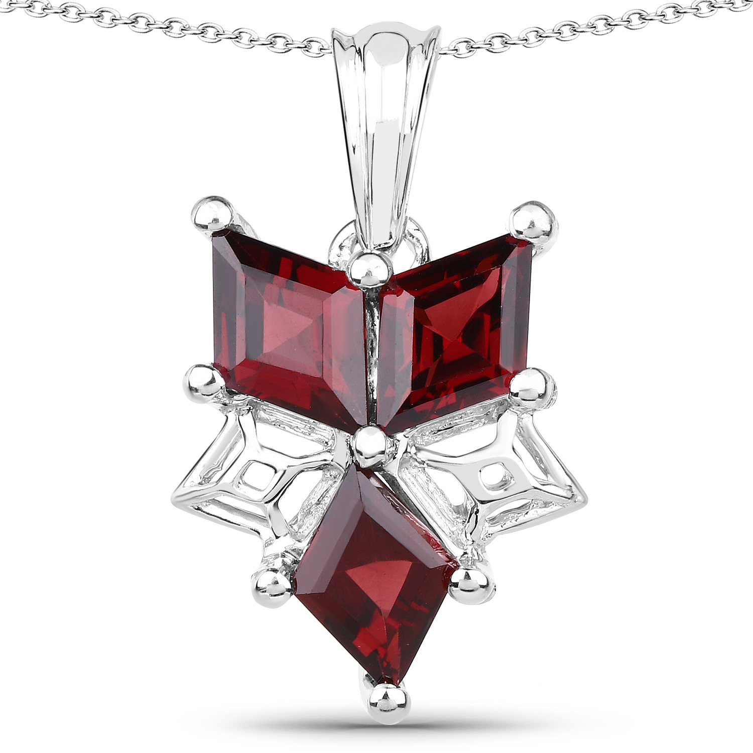 3.54 Carat Genuine Garnet .925 Sterling Silver Pendant