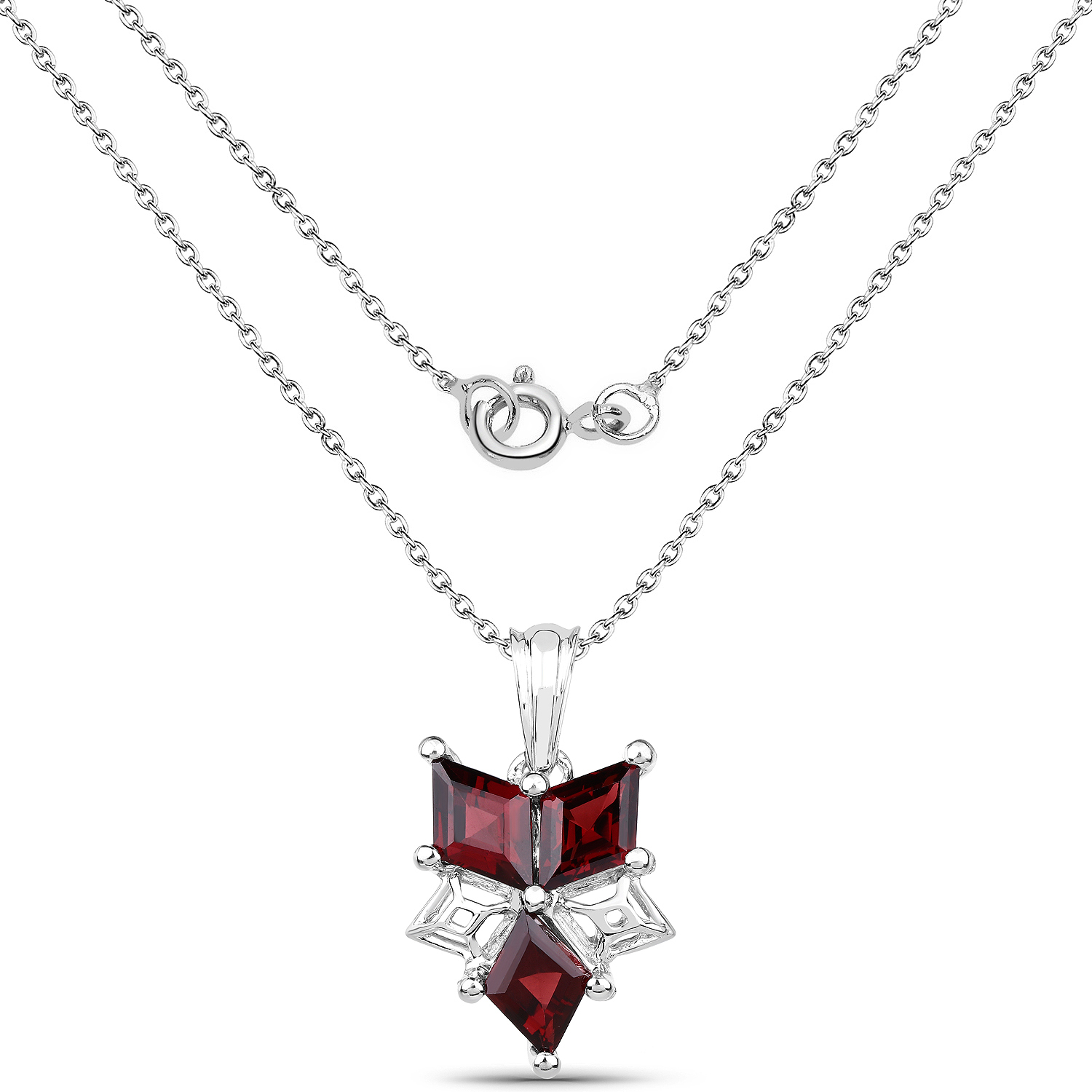 3.54 Carat Genuine Garnet .925 Sterling Silver Pendant