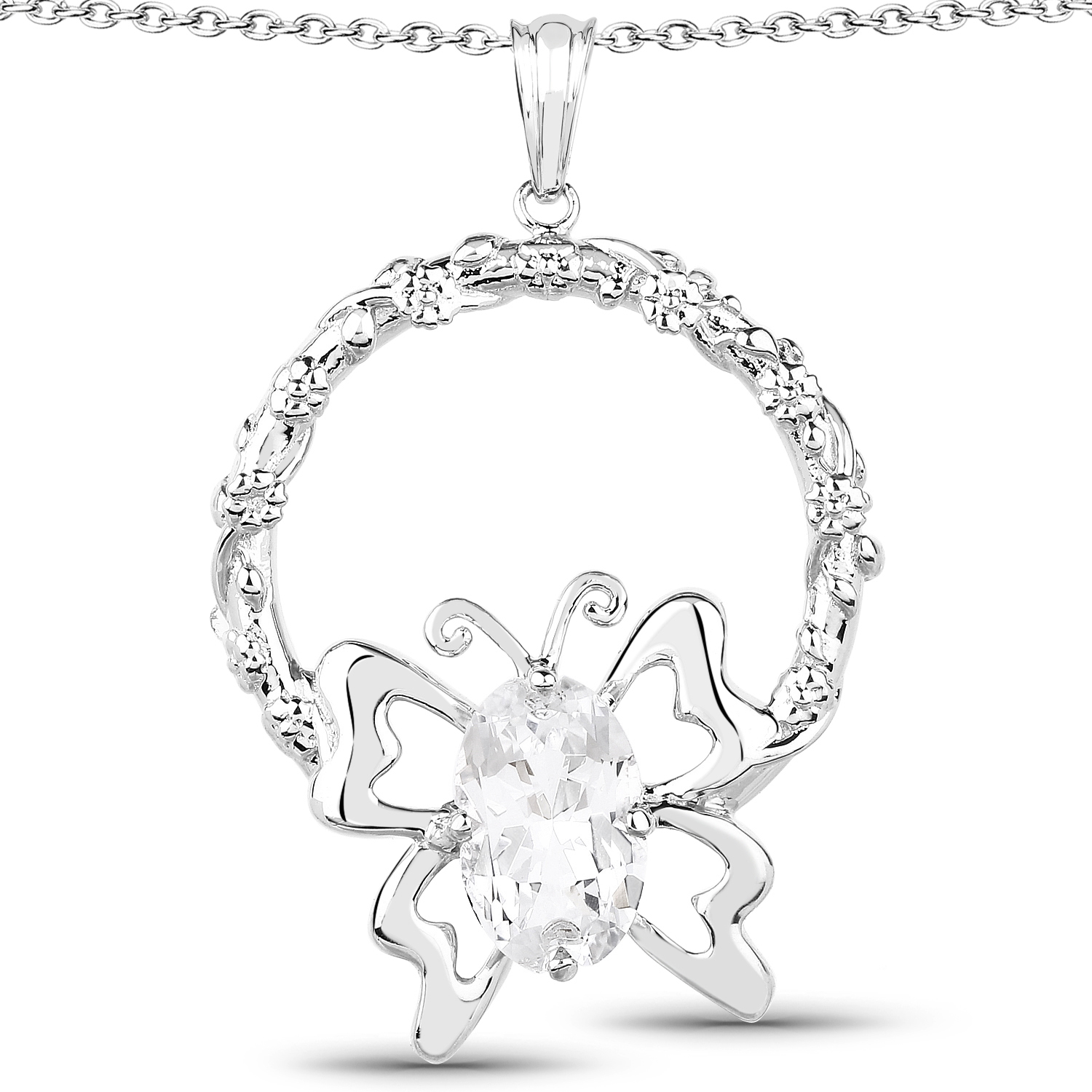 6.48 Carat Genuine White Topaz .925 Sterling Silver Pendant