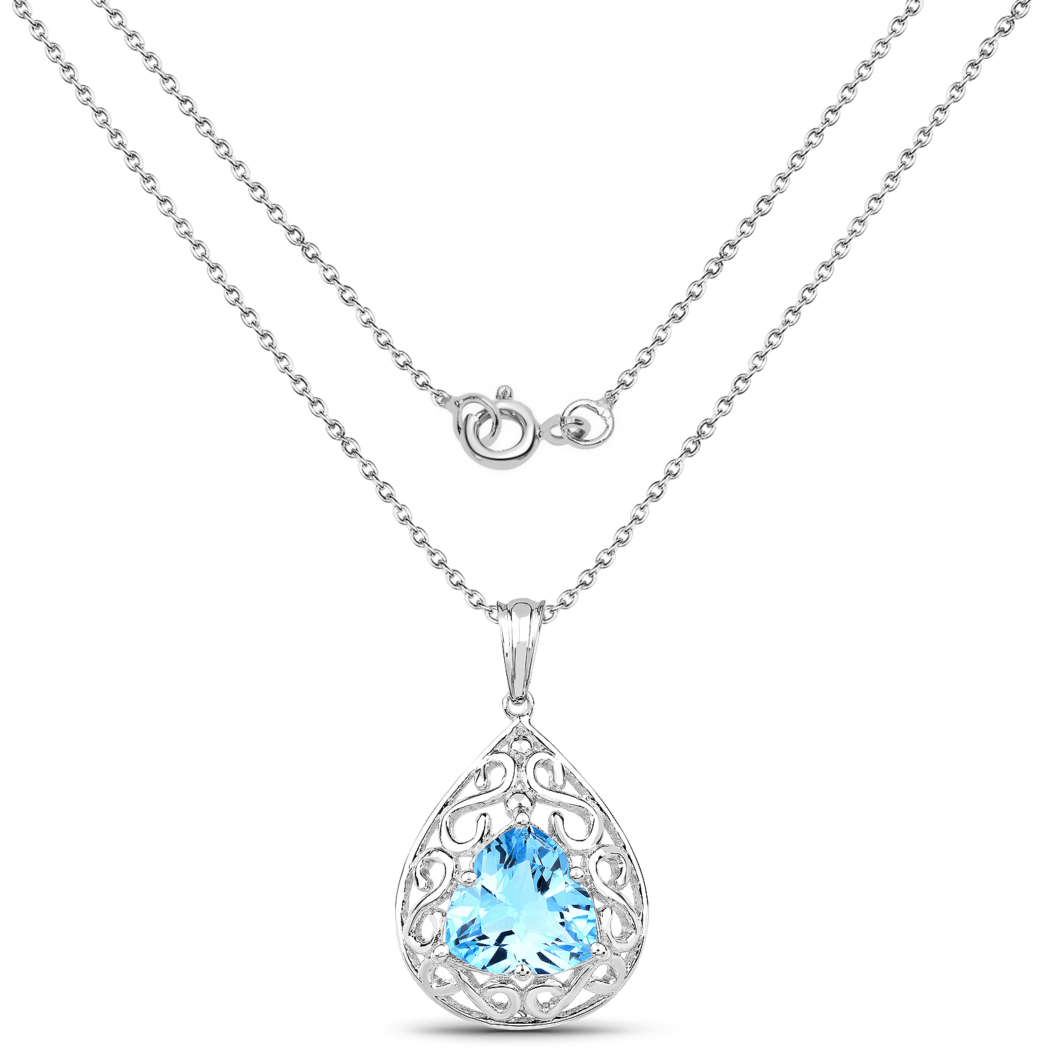 10.98 Carat Genuine Swiss Blue Topaz .925 Sterling Silver Pendant