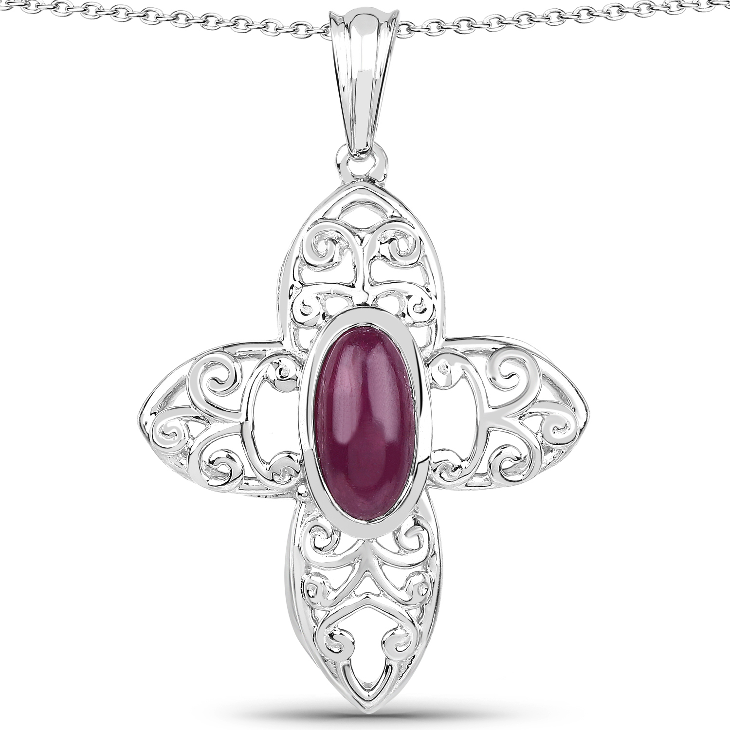 3.28 Carat Genuine Ruby .925 Sterling Silver Pendant