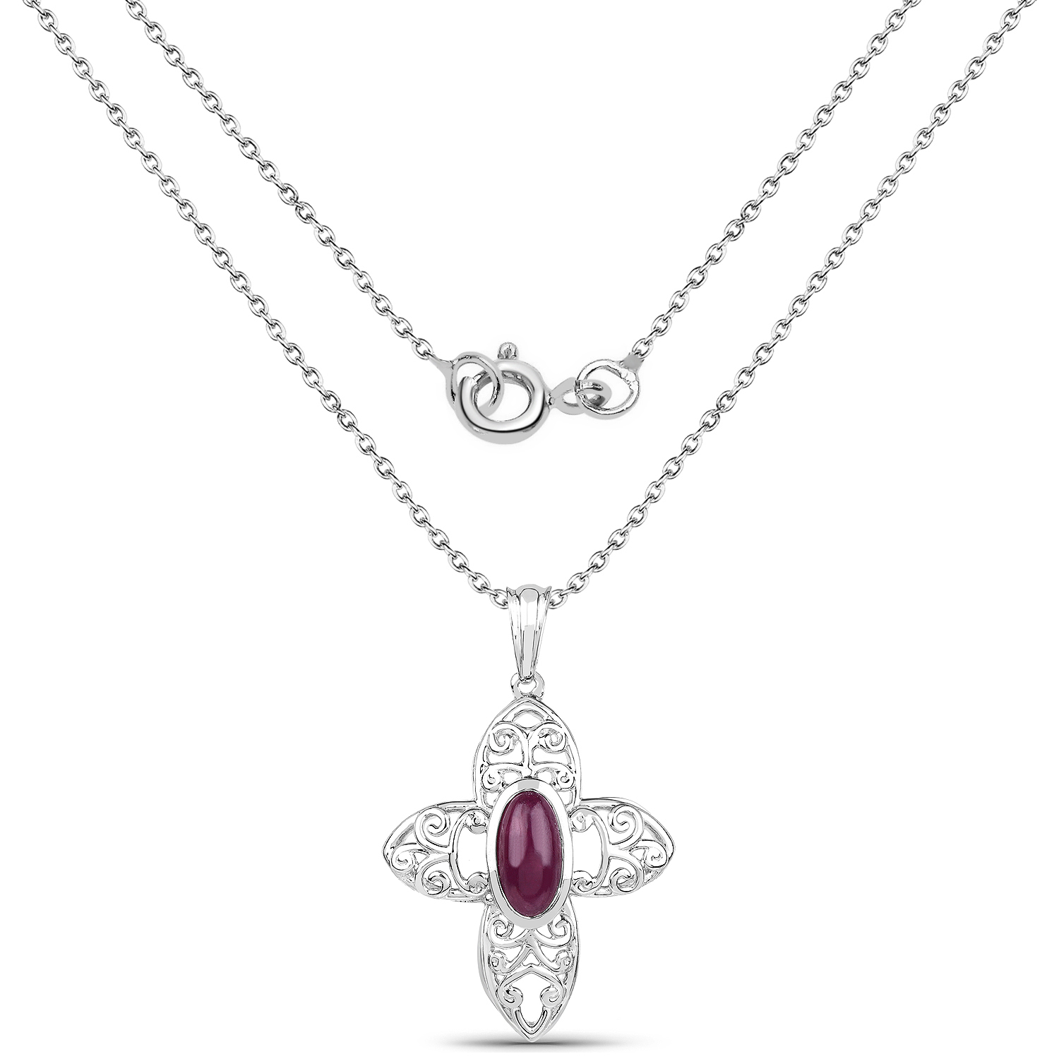 3.28 Carat Genuine Ruby .925 Sterling Silver Pendant