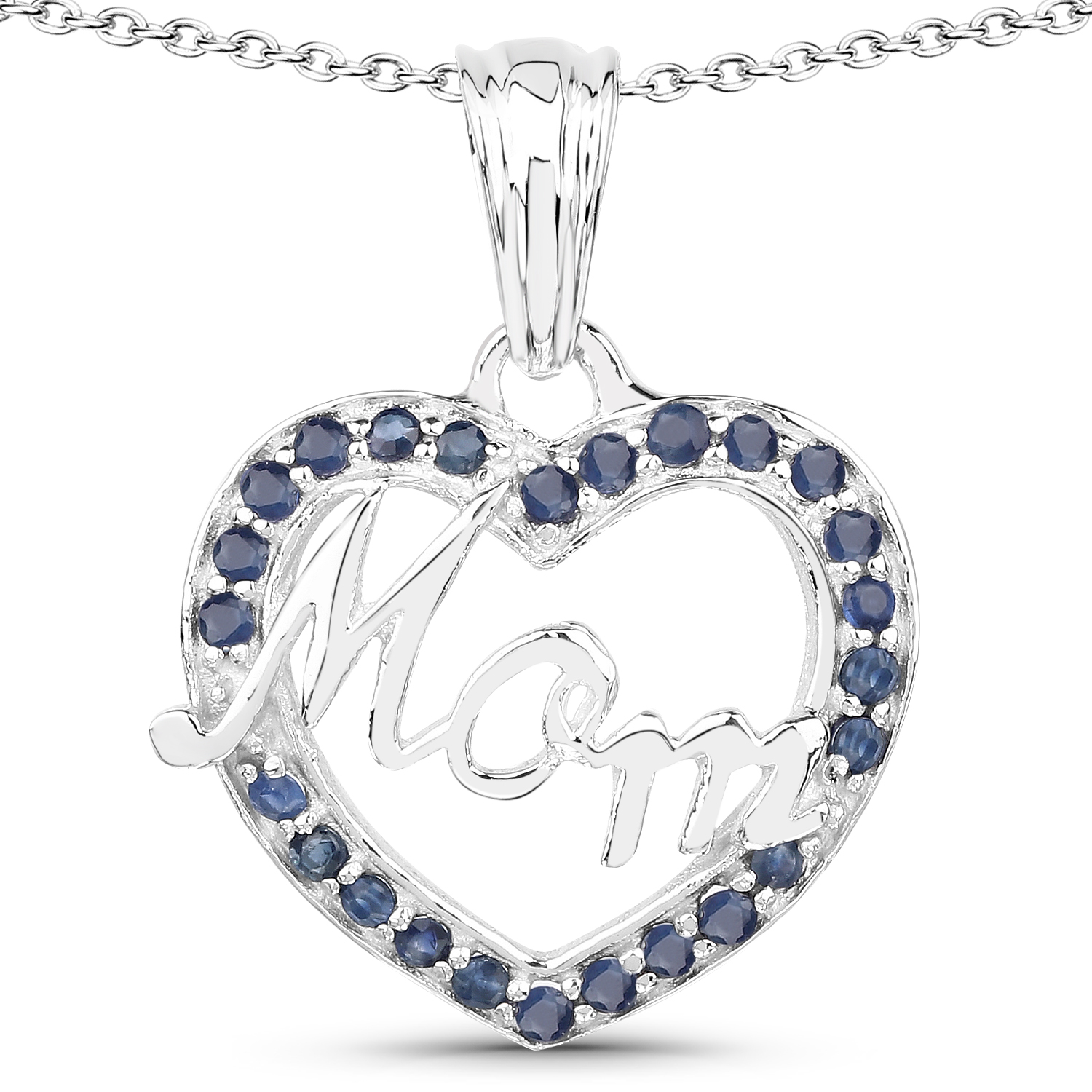 0.50 Carat Genuine Blue Sapphire .925 Sterling Silver Pendant