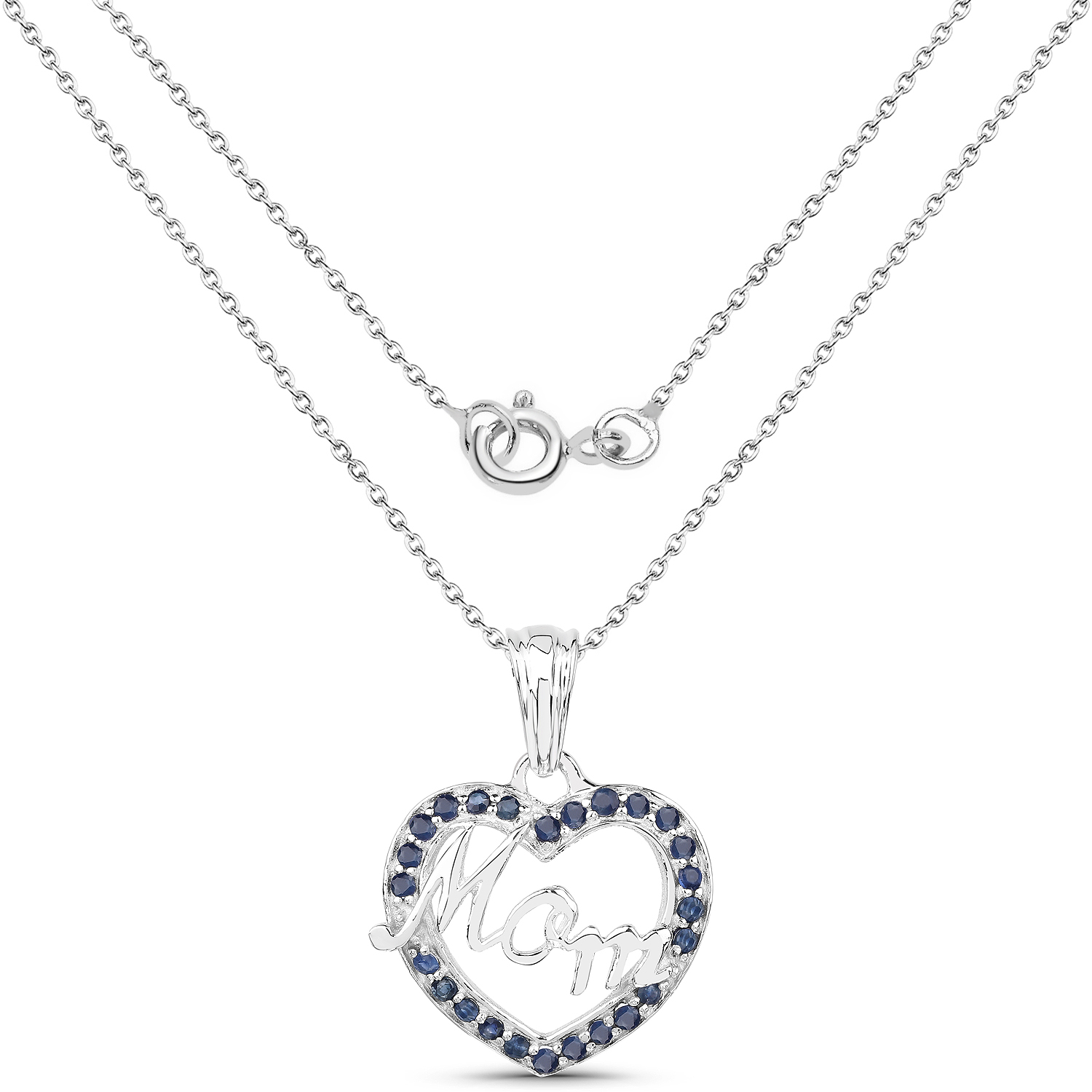 0.50 Carat Genuine Blue Sapphire .925 Sterling Silver Pendant