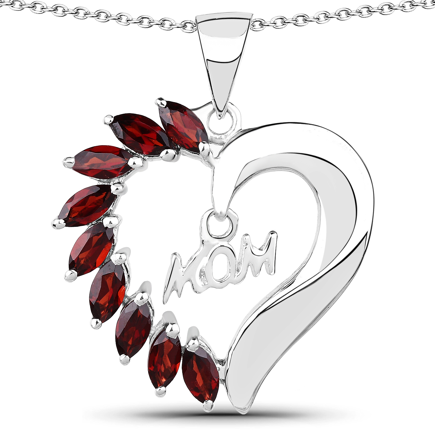 1.80 Carat Genuine Garnet .925 Sterling Silver Pendant