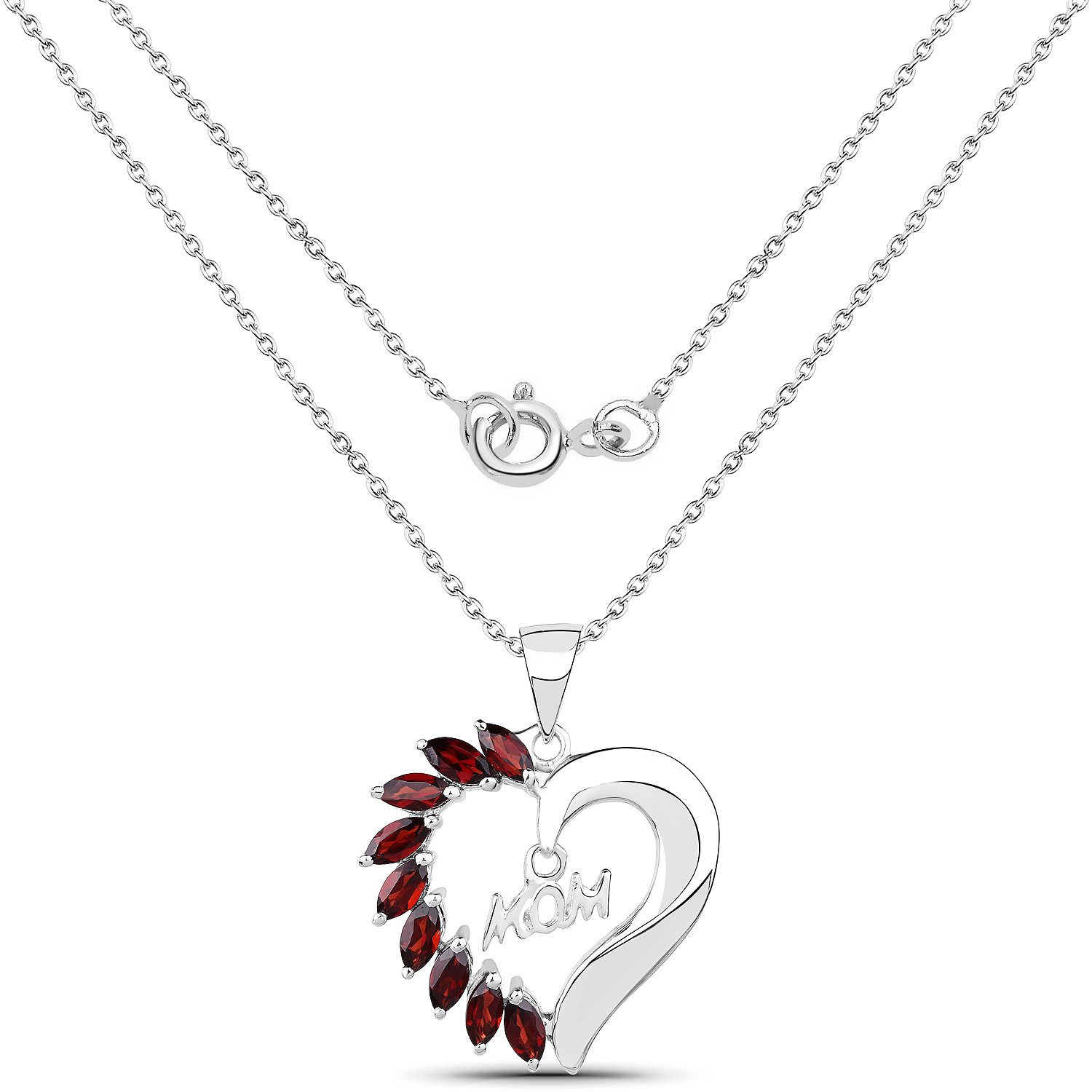 1.80 Carat Genuine Garnet .925 Sterling Silver Pendant