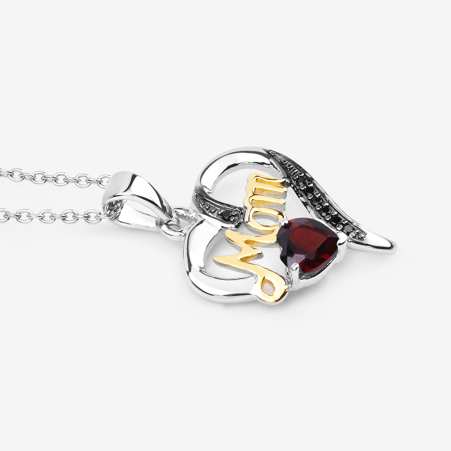0.55 Carat Genuine Garnet and Black Spinel .925 Sterling Silver Pendant