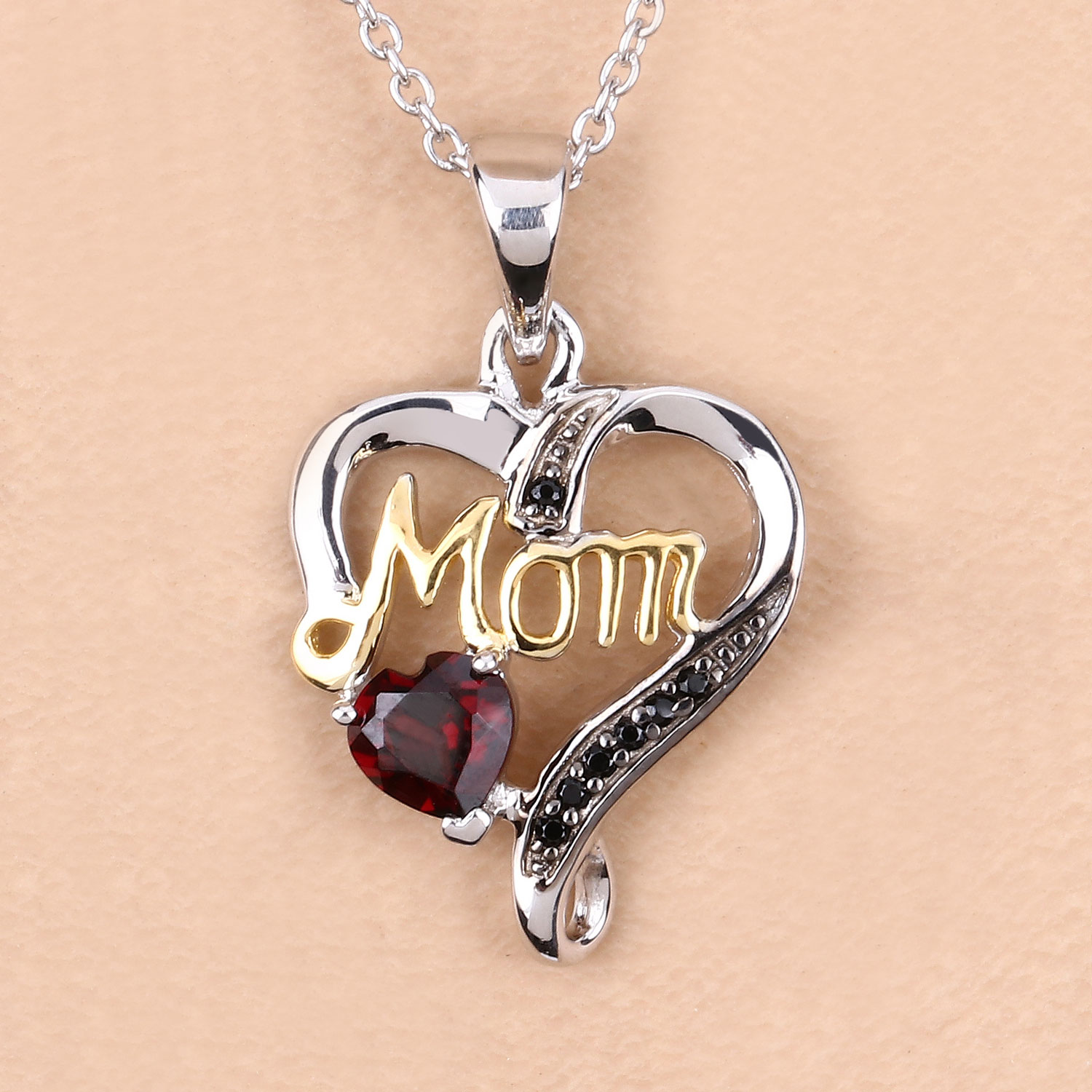 0.55 Carat Genuine Garnet and Black Spinel .925 Sterling Silver Pendant
