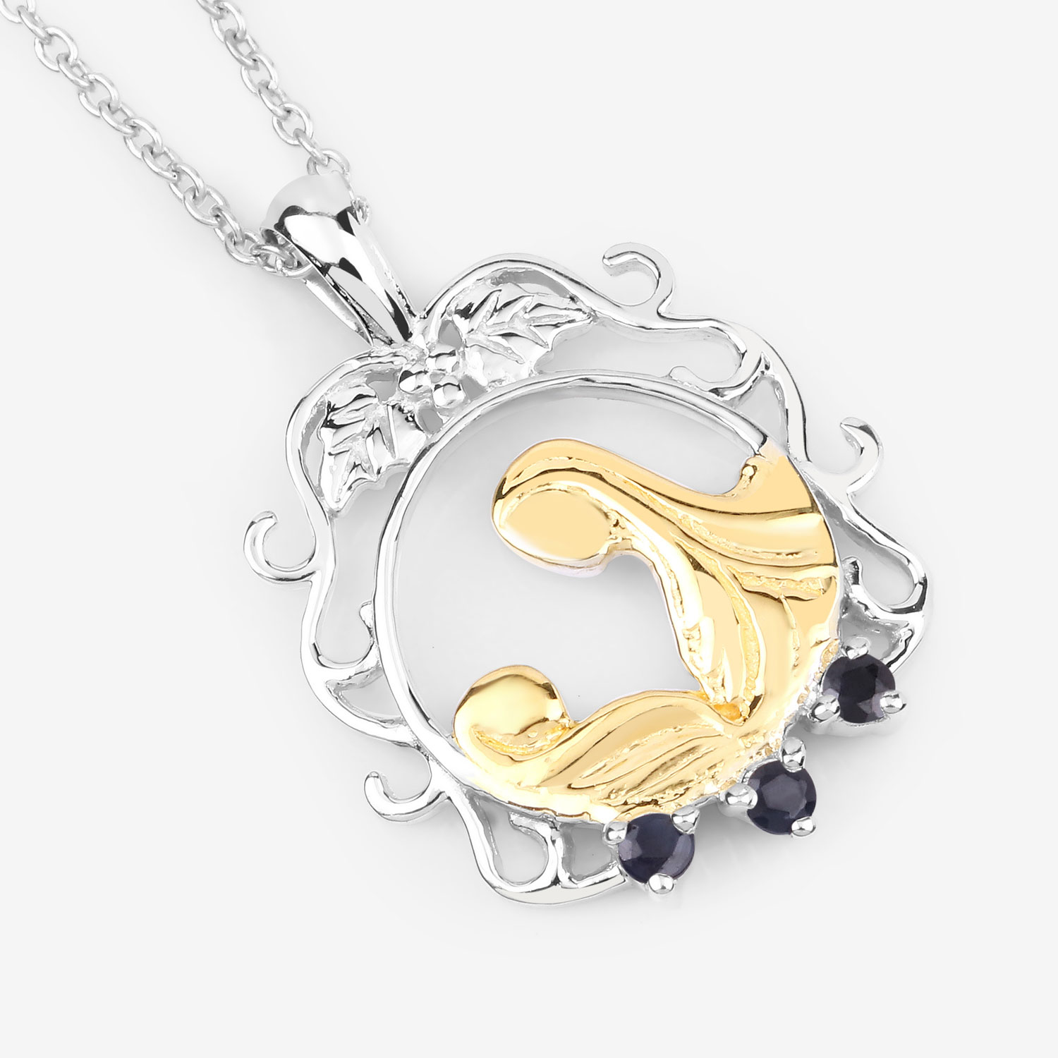 0.12 Carat Genuine Blue Sapphire .925 Sterling Silver Pendant