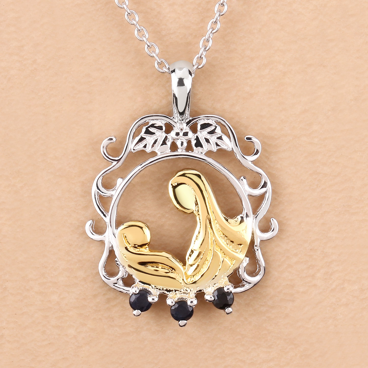 0.12 Carat Genuine Blue Sapphire .925 Sterling Silver Pendant