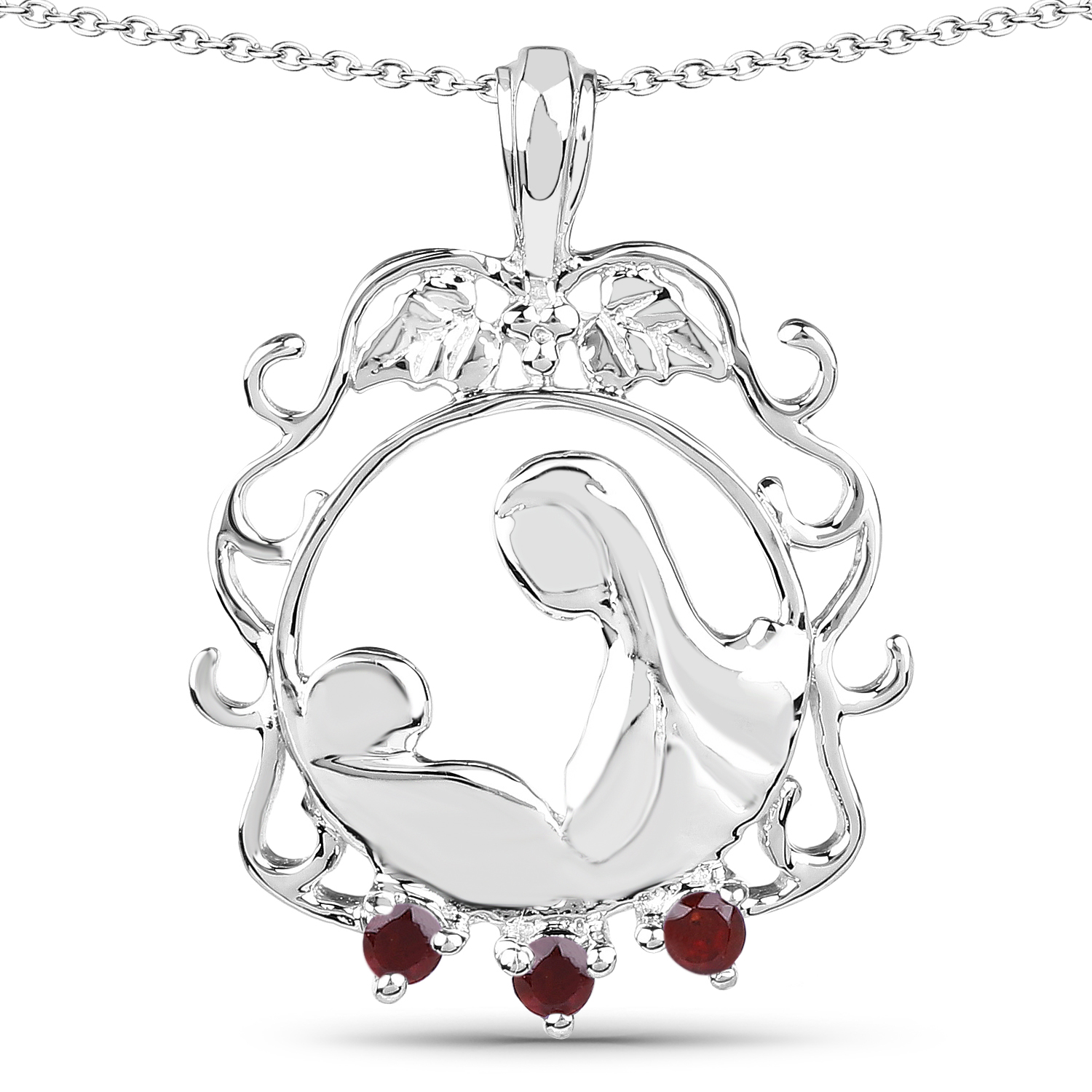 0.08 Carat Genuine Garnet .925 Sterling Silver Pendant