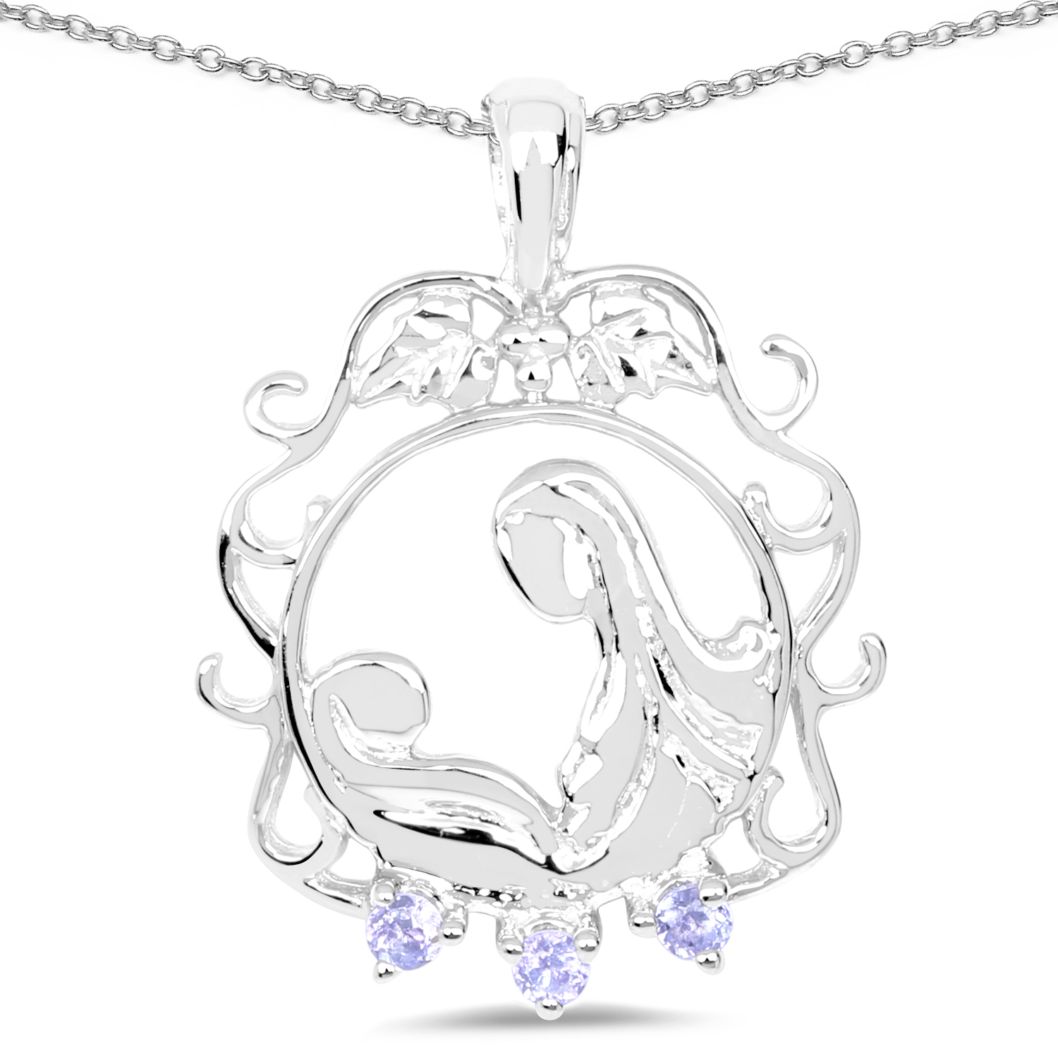 0.11 Carat Genuine Tanzanite .925 Sterling Silver Pendant