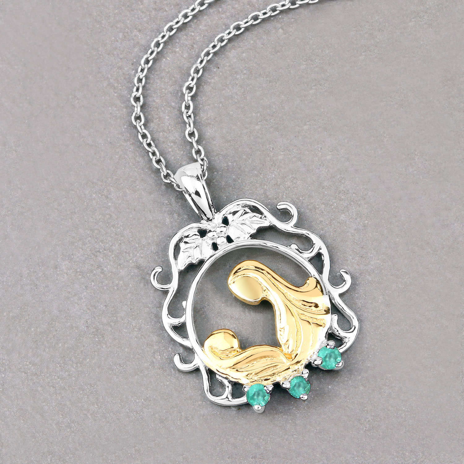 0.09 Carat Genuine Emerald .925 Sterling Silver Pendant