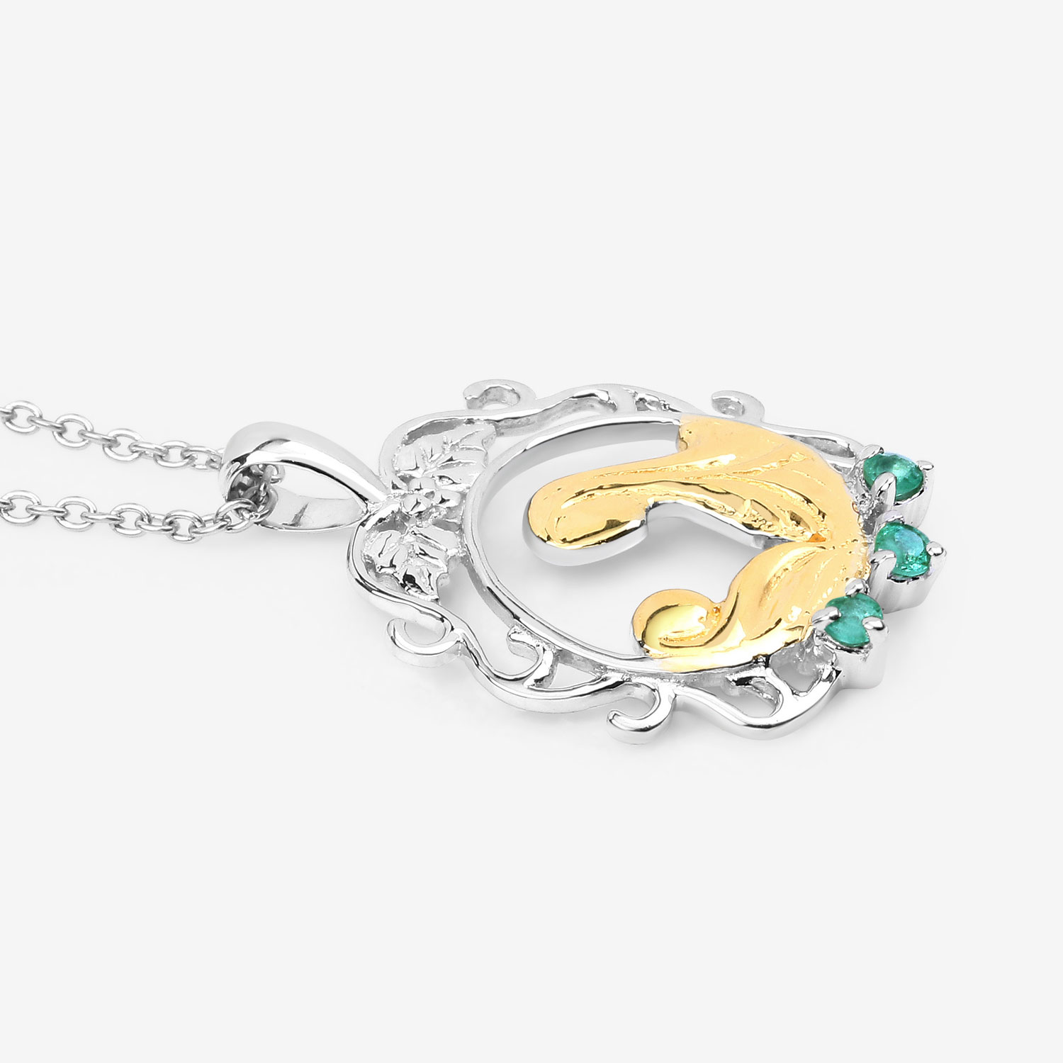 0.09 Carat Genuine Emerald .925 Sterling Silver Pendant