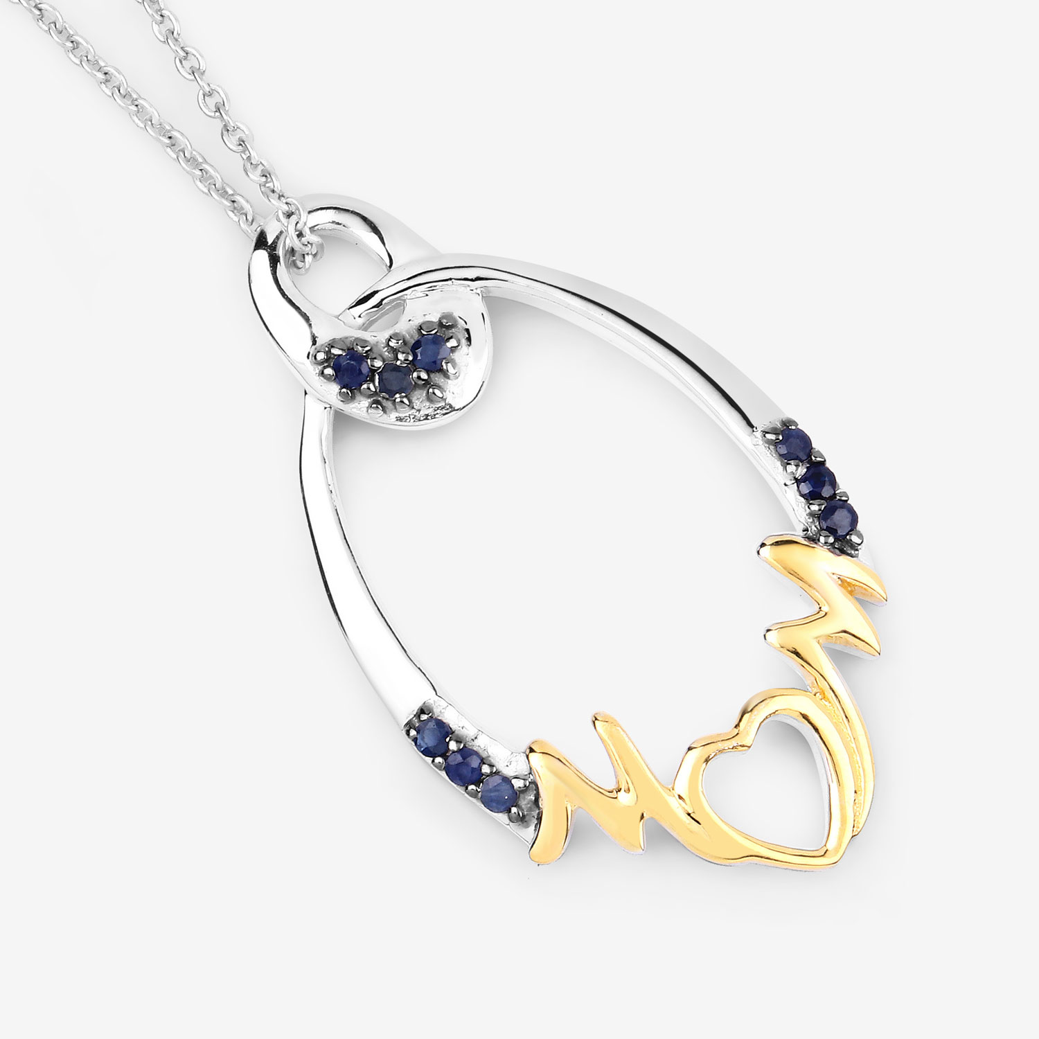 0.18 Carat Genuine Blue Sapphire .925 Sterling Silver Pendant