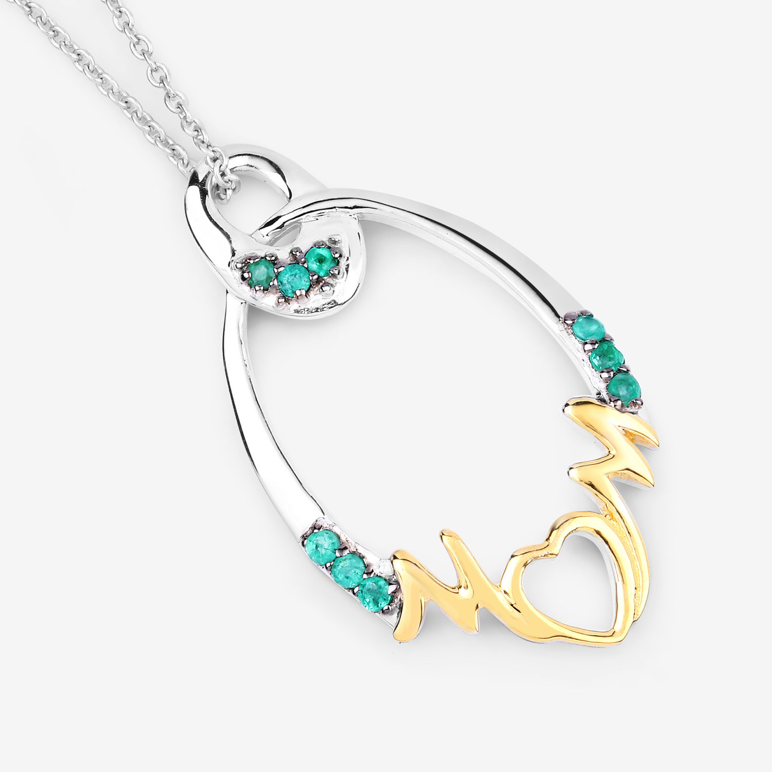 0.15 Carat Genuine Emerald .925 Sterling Silver Pendant