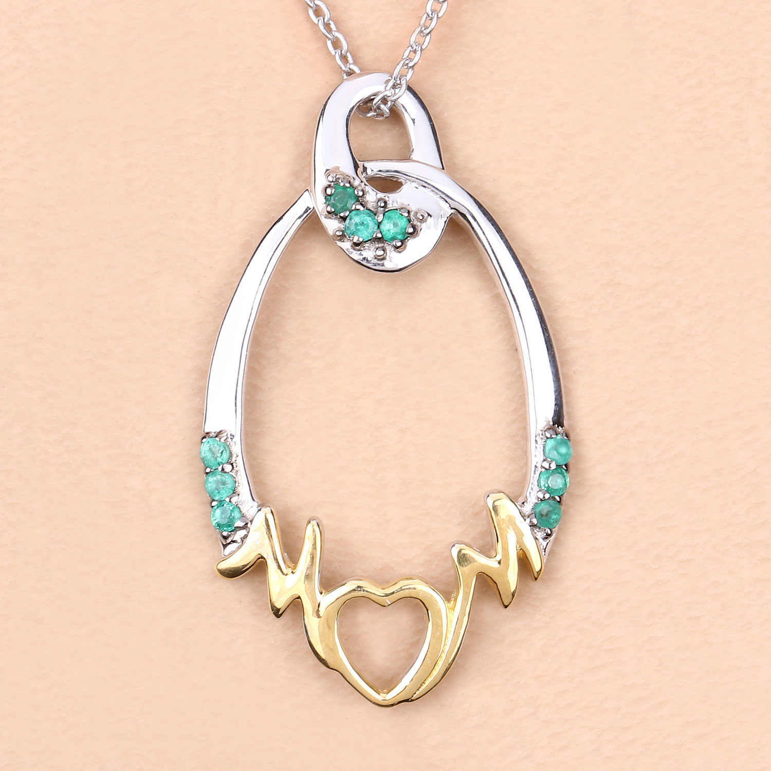 0.15 Carat Genuine Emerald .925 Sterling Silver Pendant