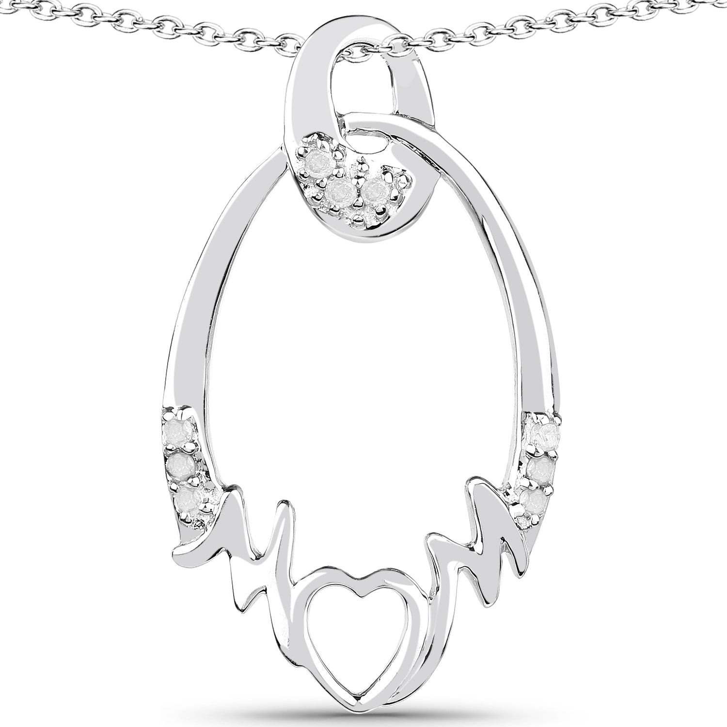 0.14 Carat Genuine White Diamond .925 Sterling Silver Pendant