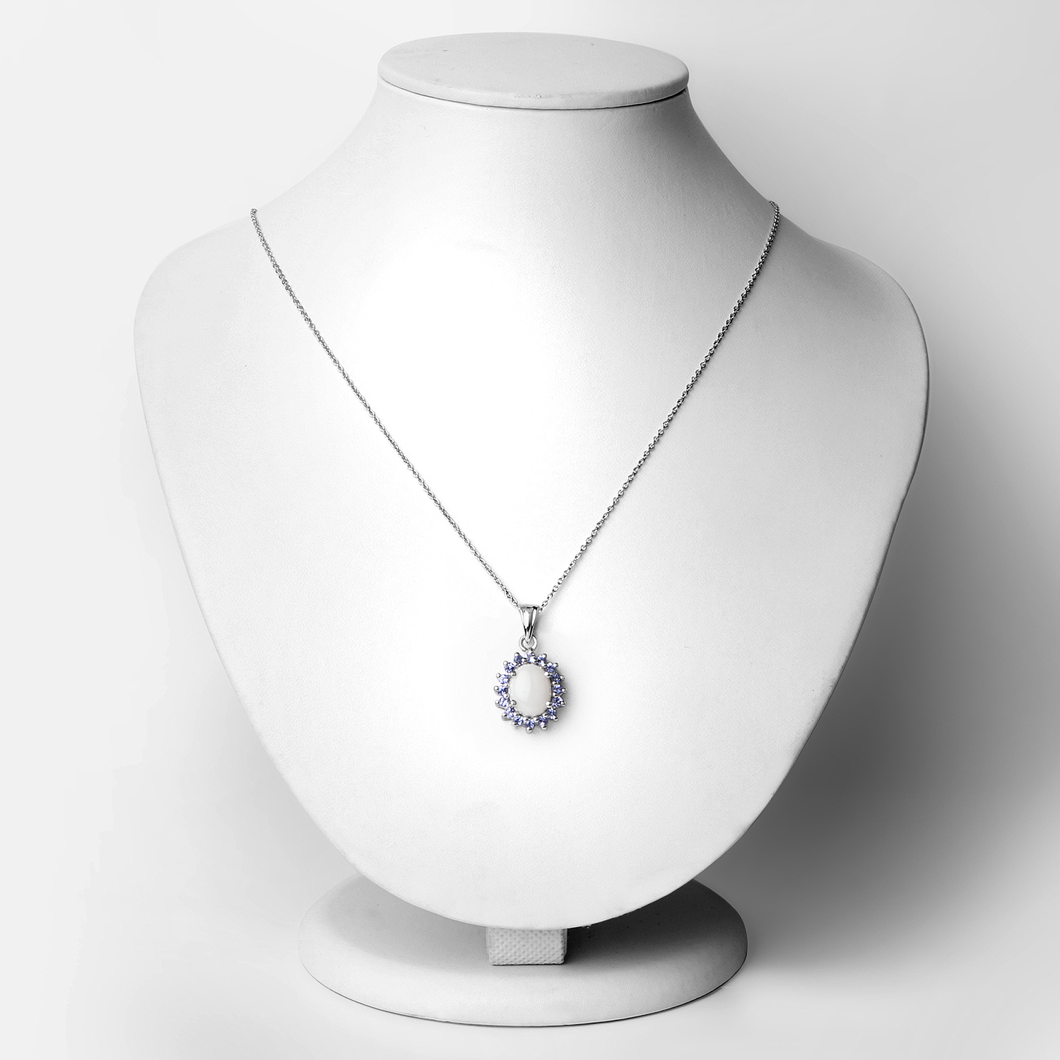 2.26 Carat Genuine Opal and Tanzanite .925 Sterling Silver Pendant