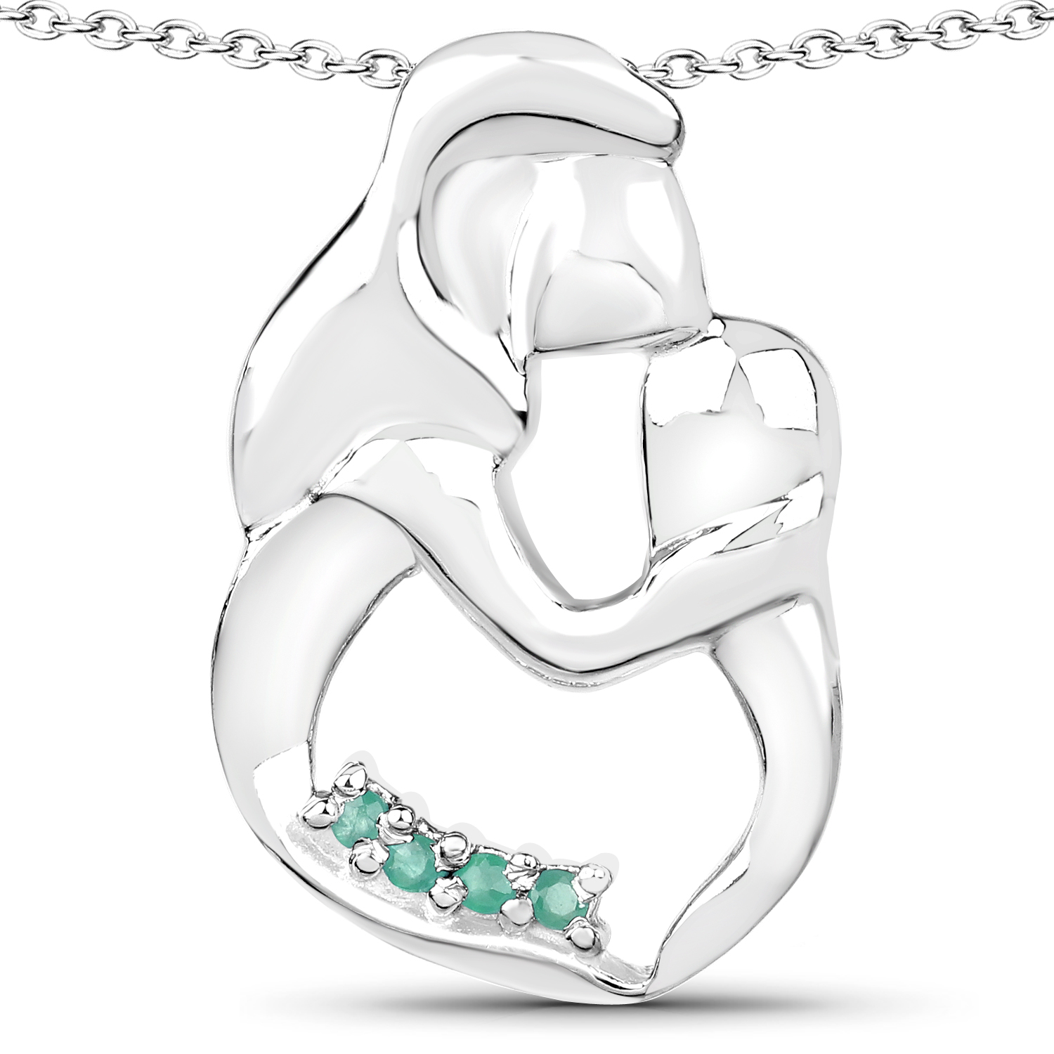 0.12 Carat Genuine Emerald .925 Sterling Silver Pendant