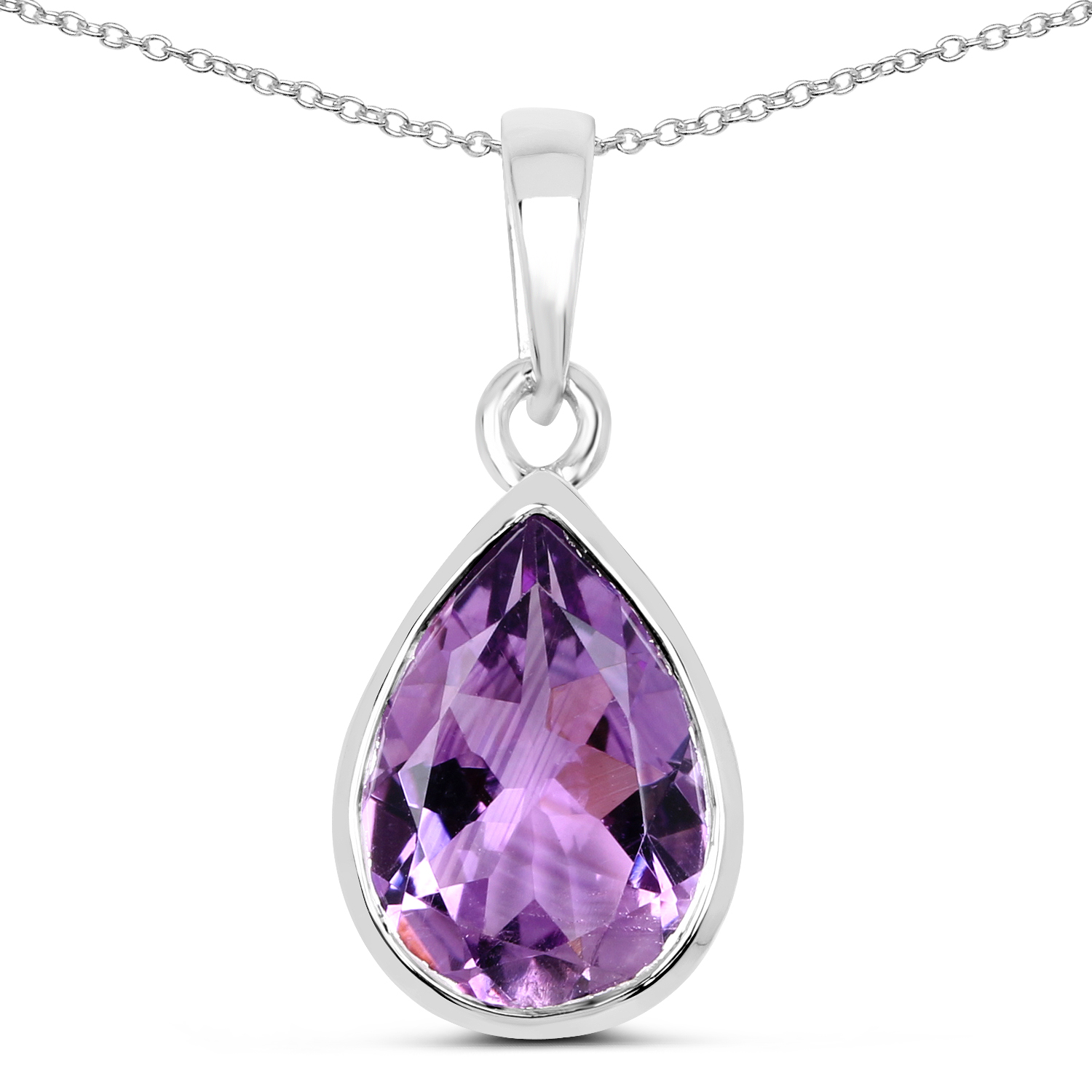 4.00 Carat Genuine Amethyst .925 Sterling Silver Pendant