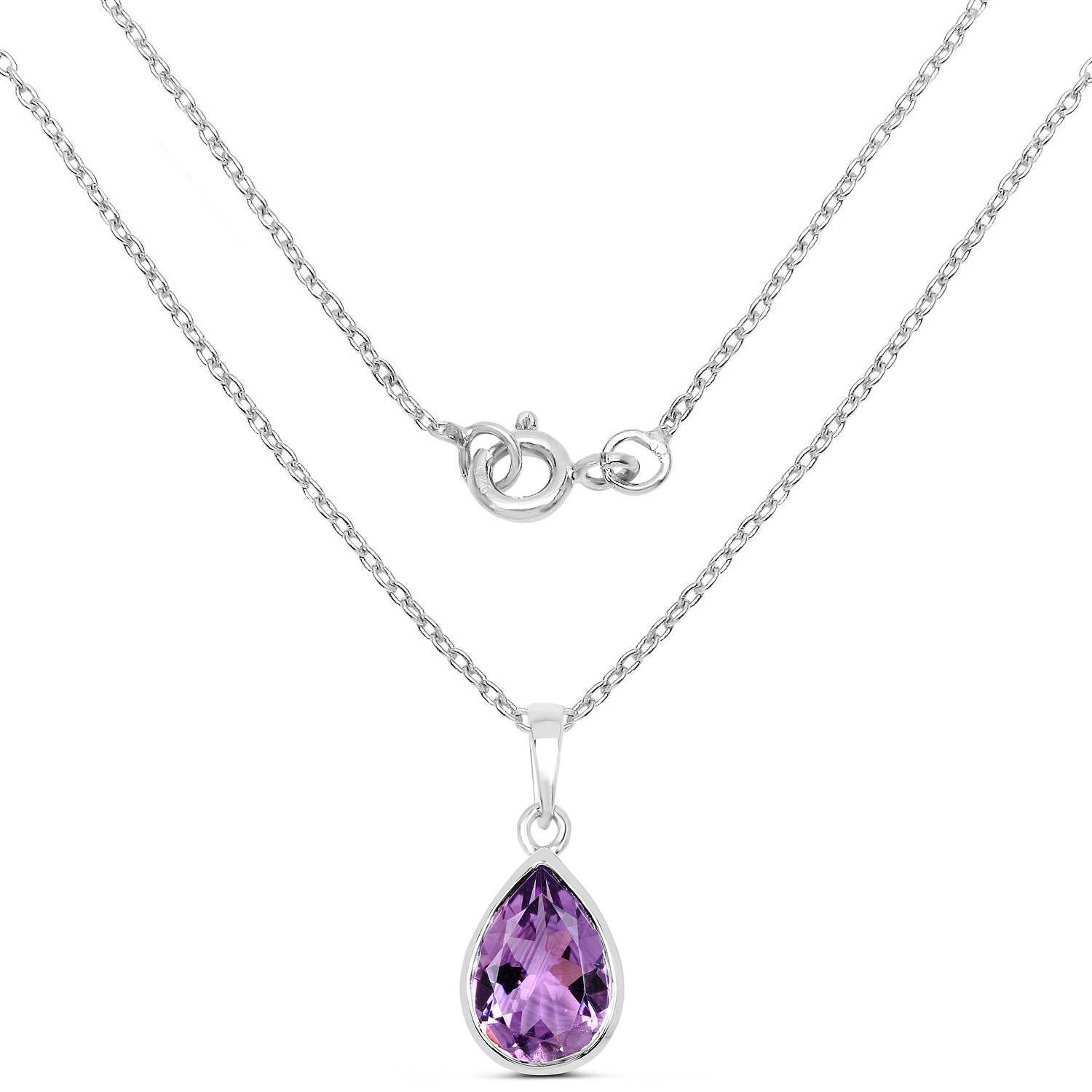4.00 Carat Genuine Amethyst .925 Sterling Silver Pendant